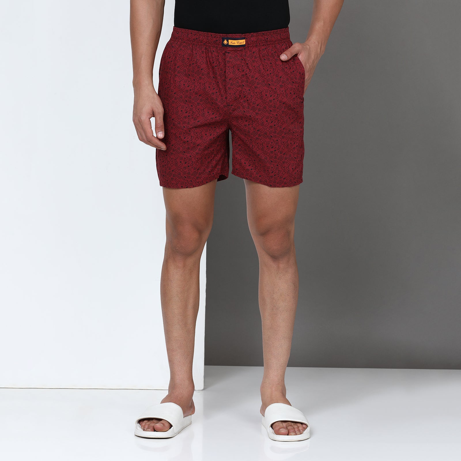 Marron Printed Short Thigh Short