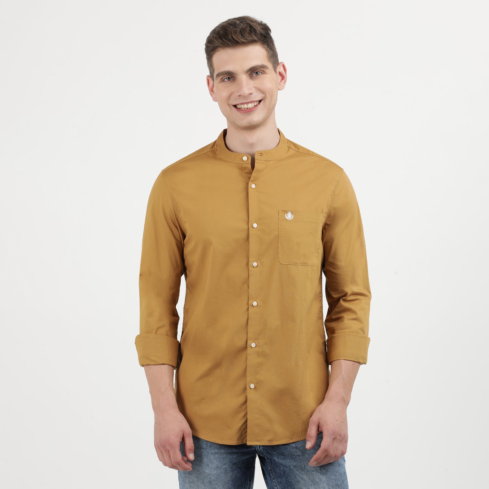 Khaki plain Full Sleeve Shirt-1