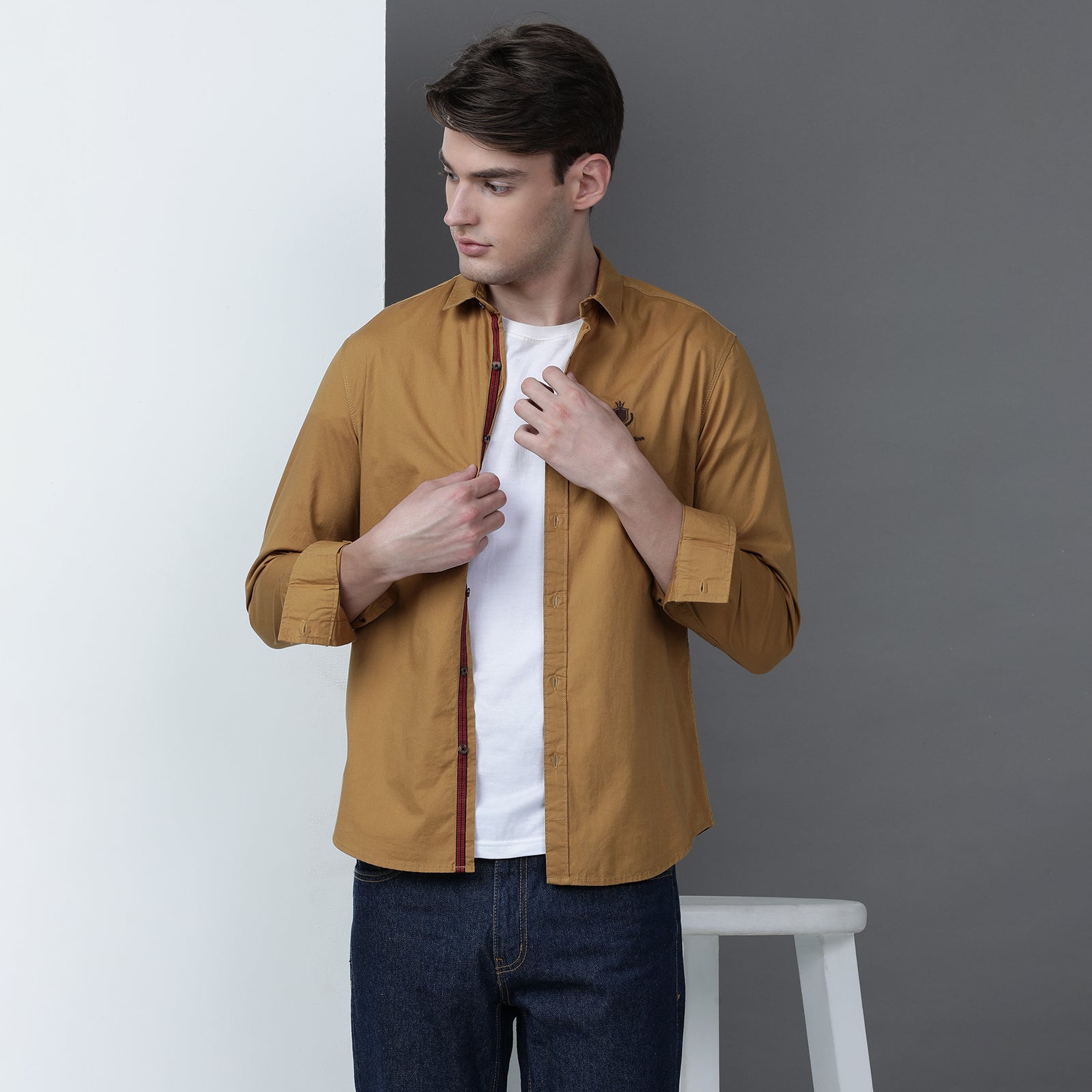 Mustard Solid Full Sleeve Shirt