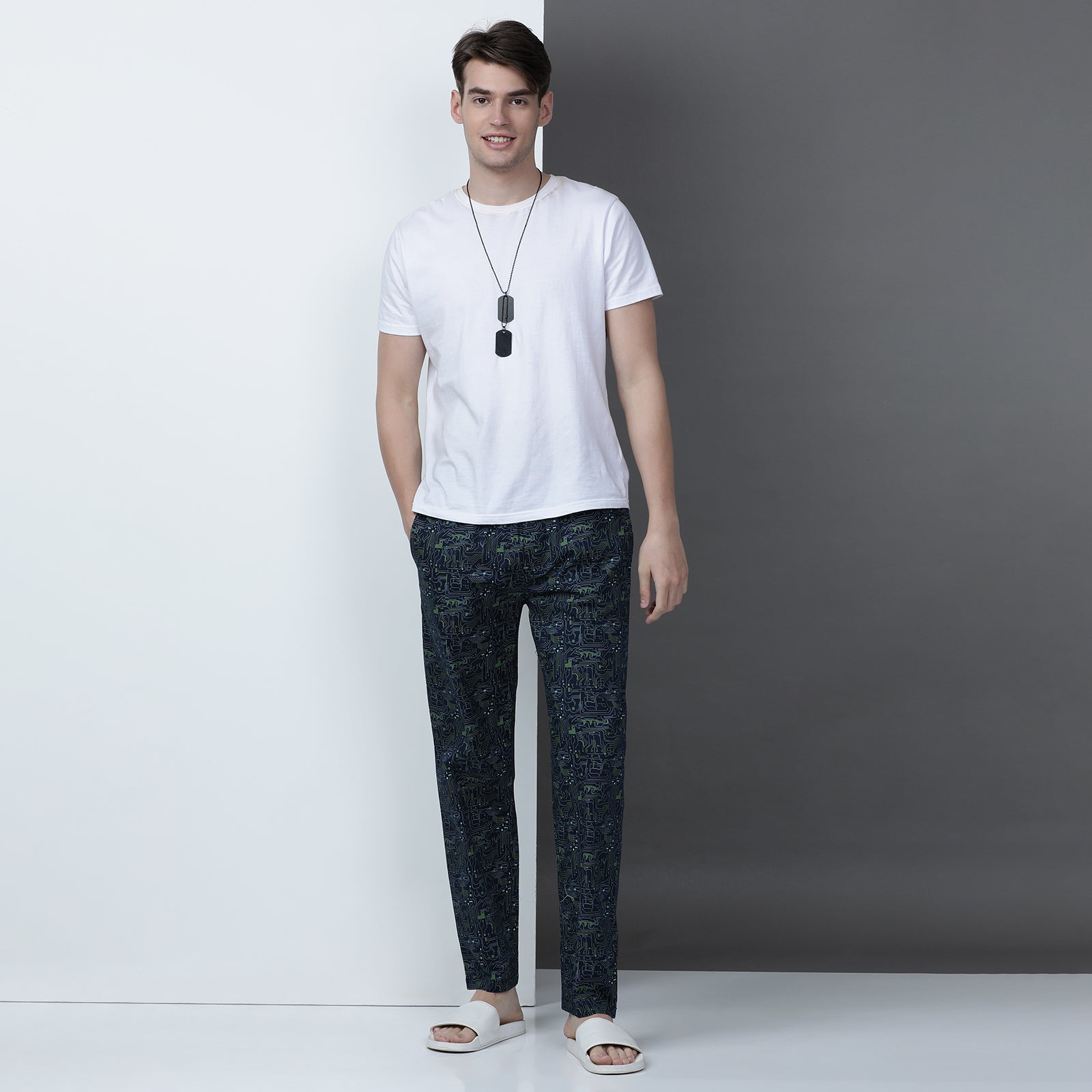 Navy Printed Lounge Pant