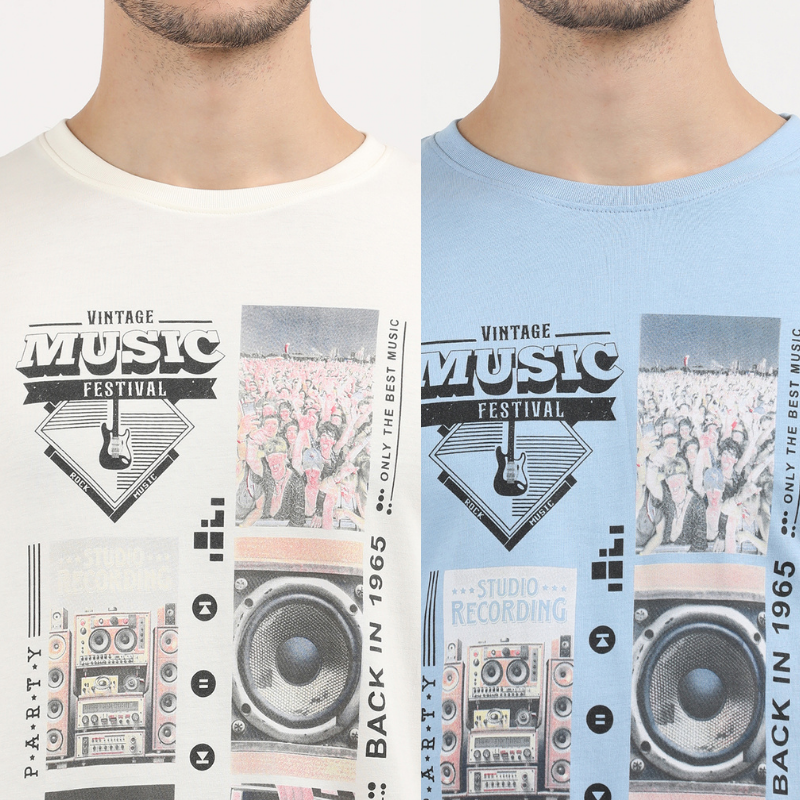 Men's Vintage Music Festival Graphic Tee Pack of 2