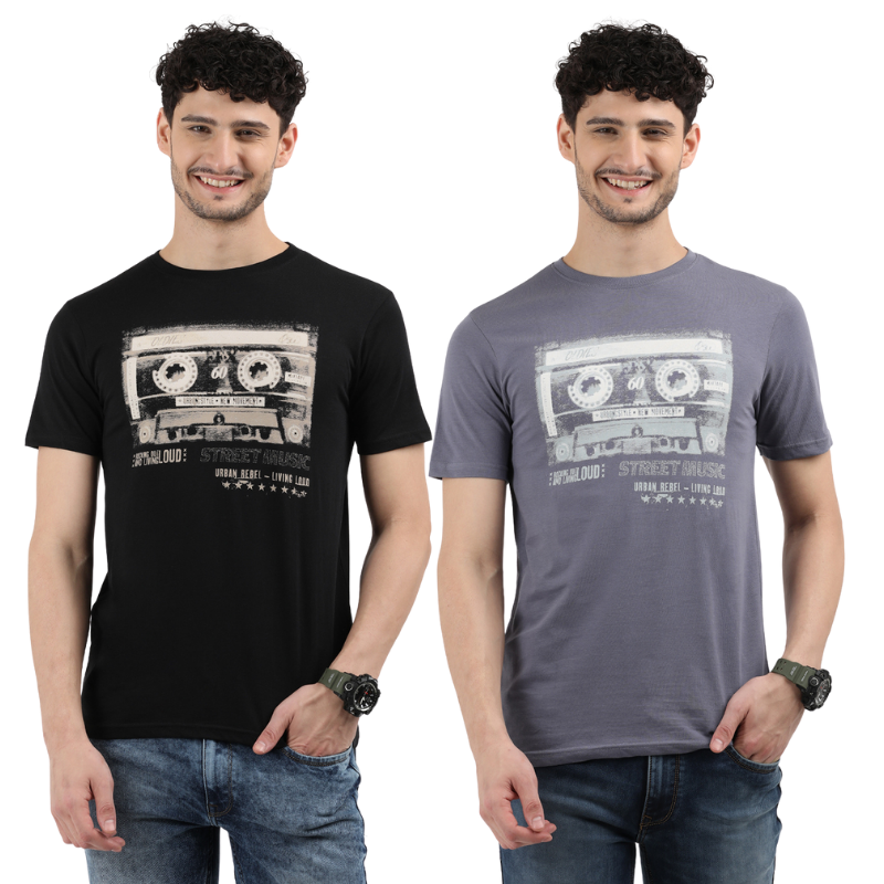 Men's Retro Cassette Tape Graphic Tee Pack of 2