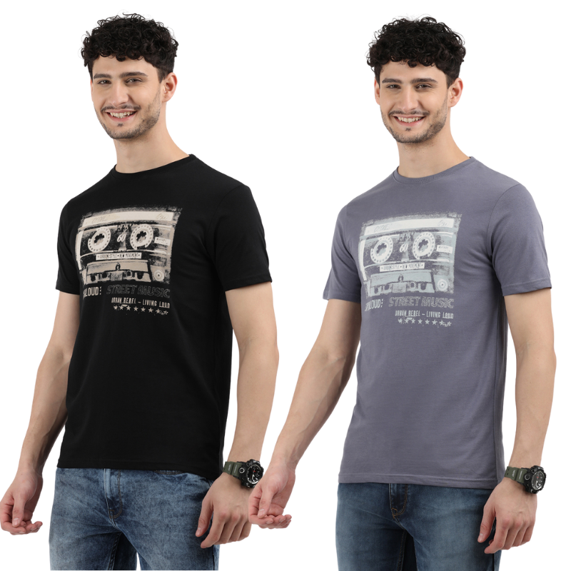 Men's Retro Cassette Tape Graphic Tee Pack of 2