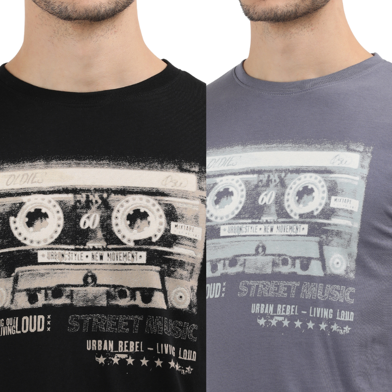 Men's Retro Cassette Tape Graphic Tee Pack of 2