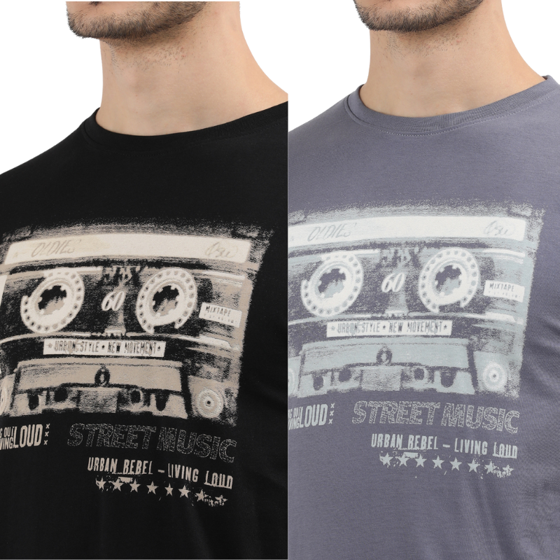 Men's Retro Cassette Tape Graphic Tee Pack of 2