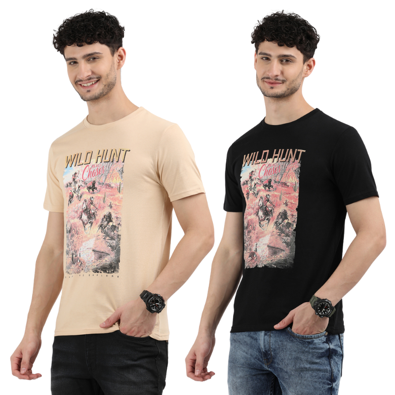 Wild-Hunt-Chase-Graphic-Print-T-Shirt Pack of 2