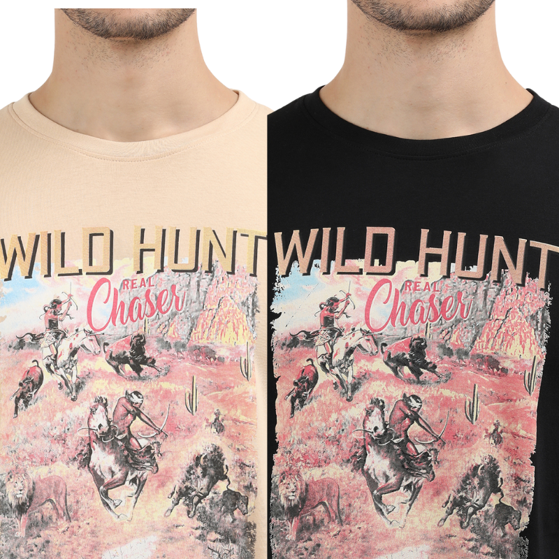 Wild-Hunt-Chase-Graphic-Print-T-Shirt Pack of 2