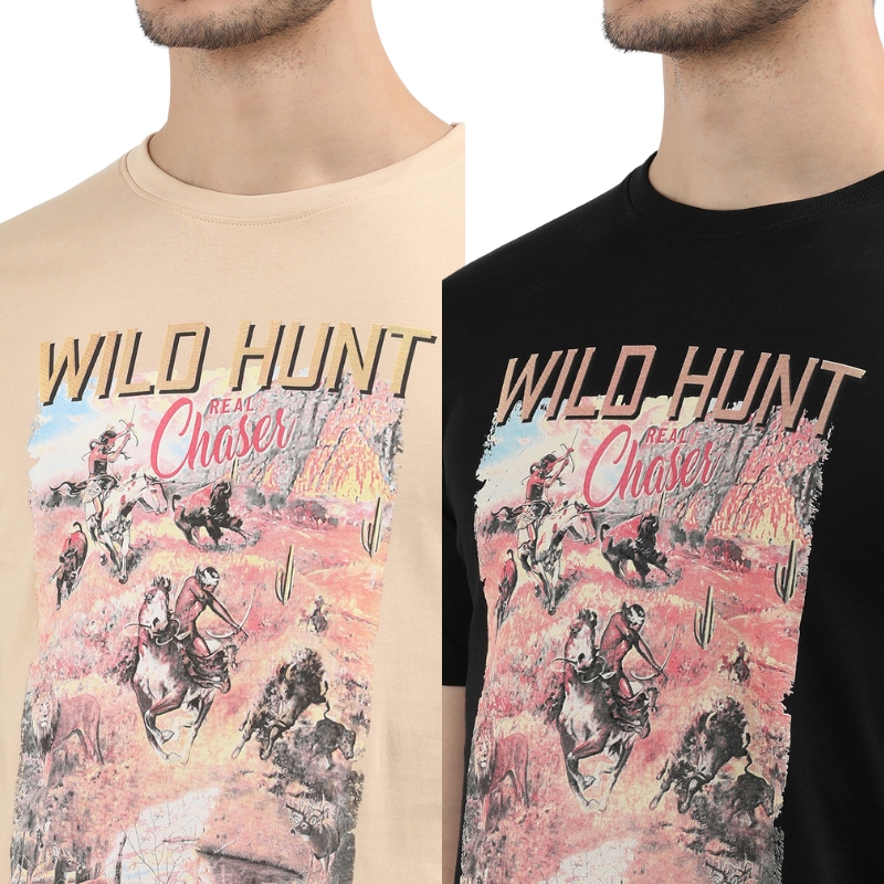 Wild-Hunt-Chase-Graphic-Print-T-Shirt Pack of 2