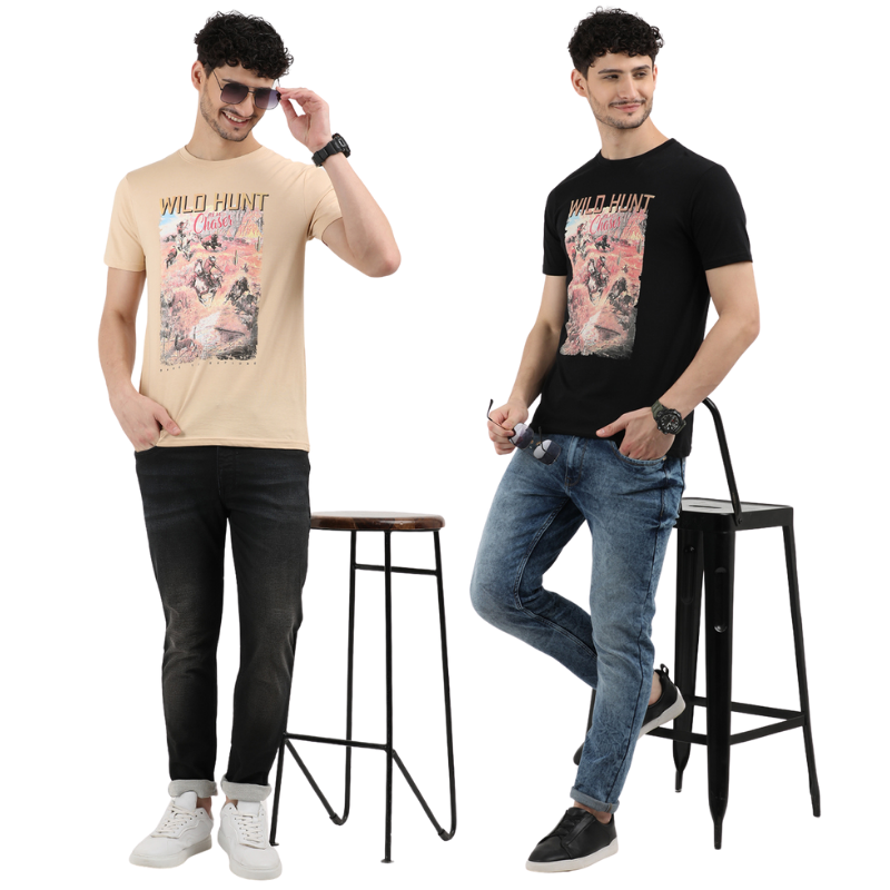 Wild-Hunt-Chase-Graphic-Print-T-Shirt Pack of 2