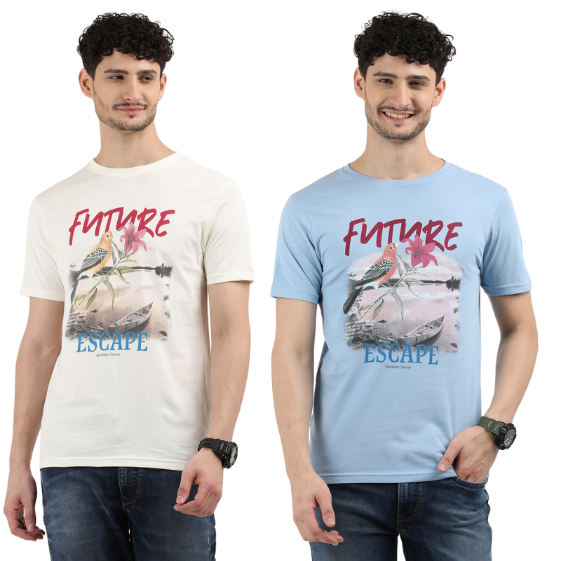 Future Escape Adventure Print T-Shirt Pack of 2