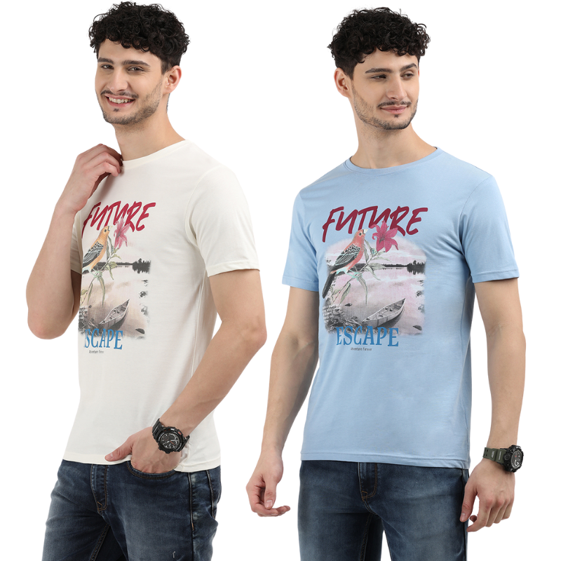 Future Escape Adventure Print T-Shirt Pack of 2