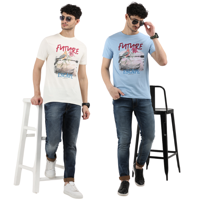 Future Escape Adventure Print T-Shirt Pack of 2