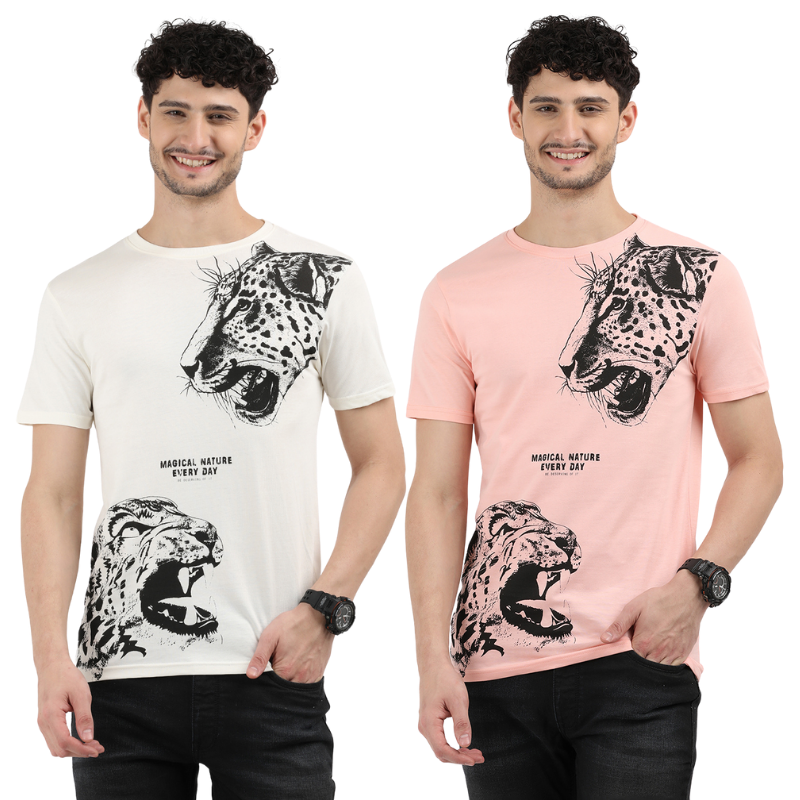 Roaring Style Leopard Print T-Shirt Pack of 2