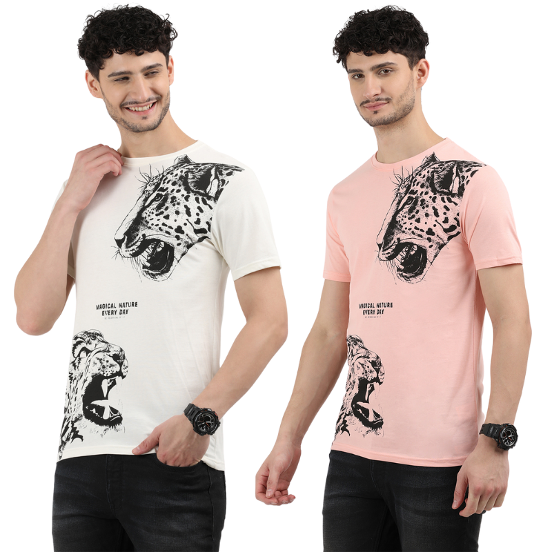 Roaring Style Leopard Print T-Shirt Pack of 2