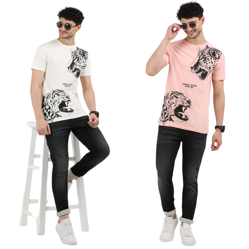 Roaring Style Leopard Print T-Shirt Pack of 2