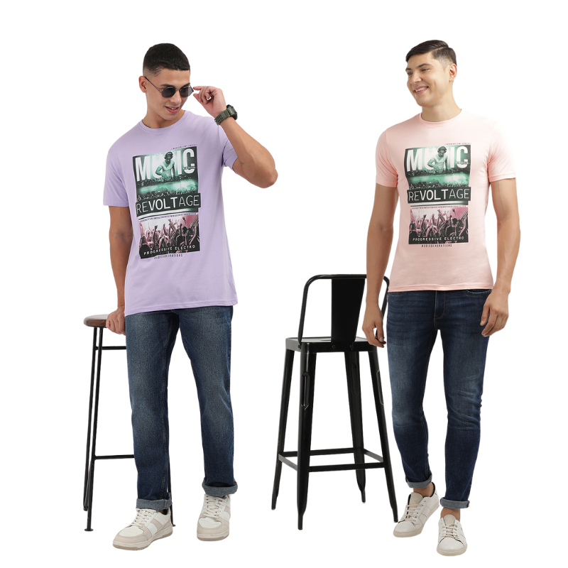 Men's Music Revolt age Crew Neck T-Shirt Pack Of 2