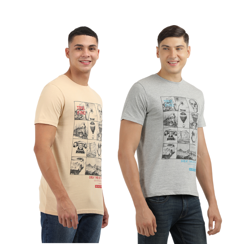 Men's Great Time So Fun Print Crew Neck T-Shirt Pack Of 2