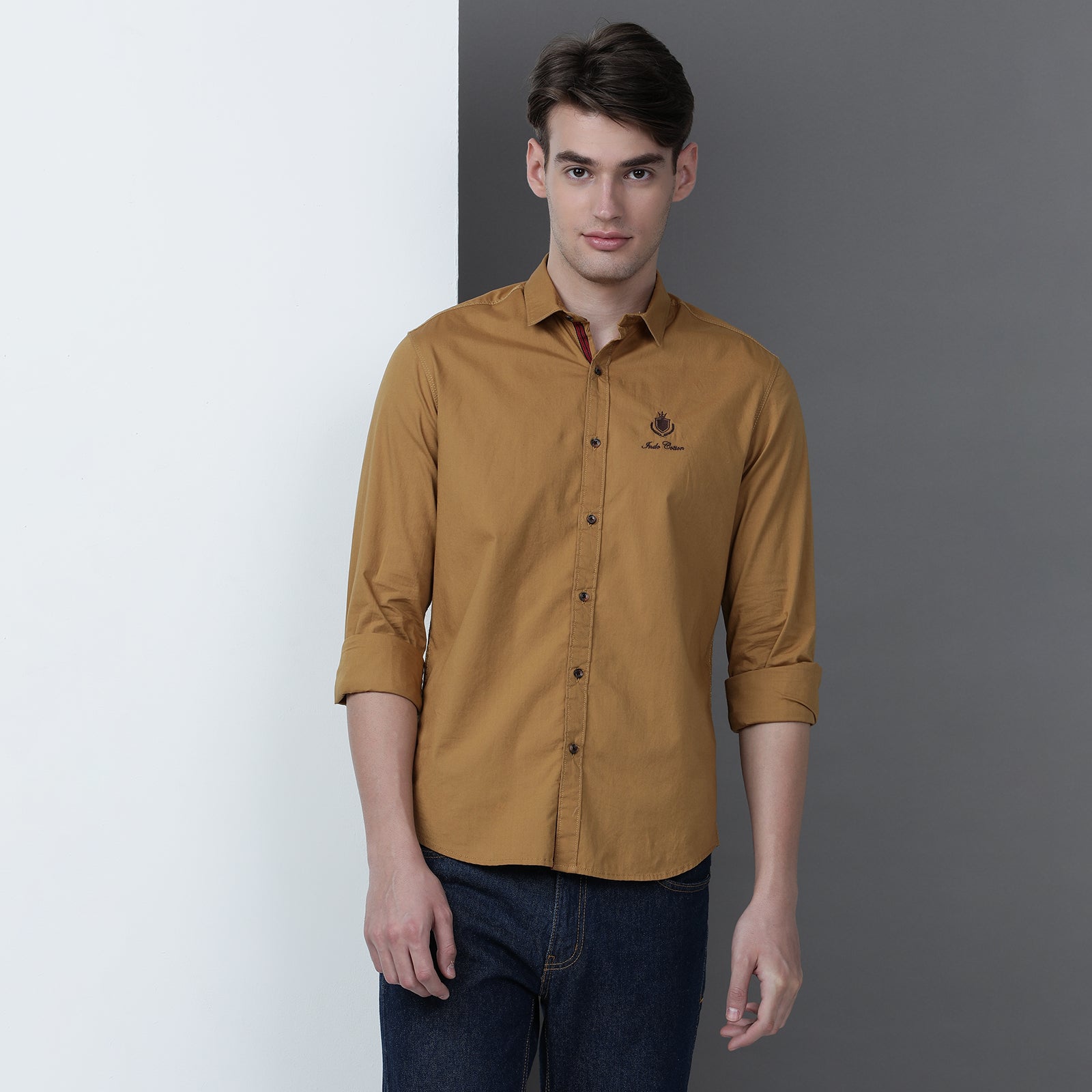 Mustard Solid Full Sleeve Shirt