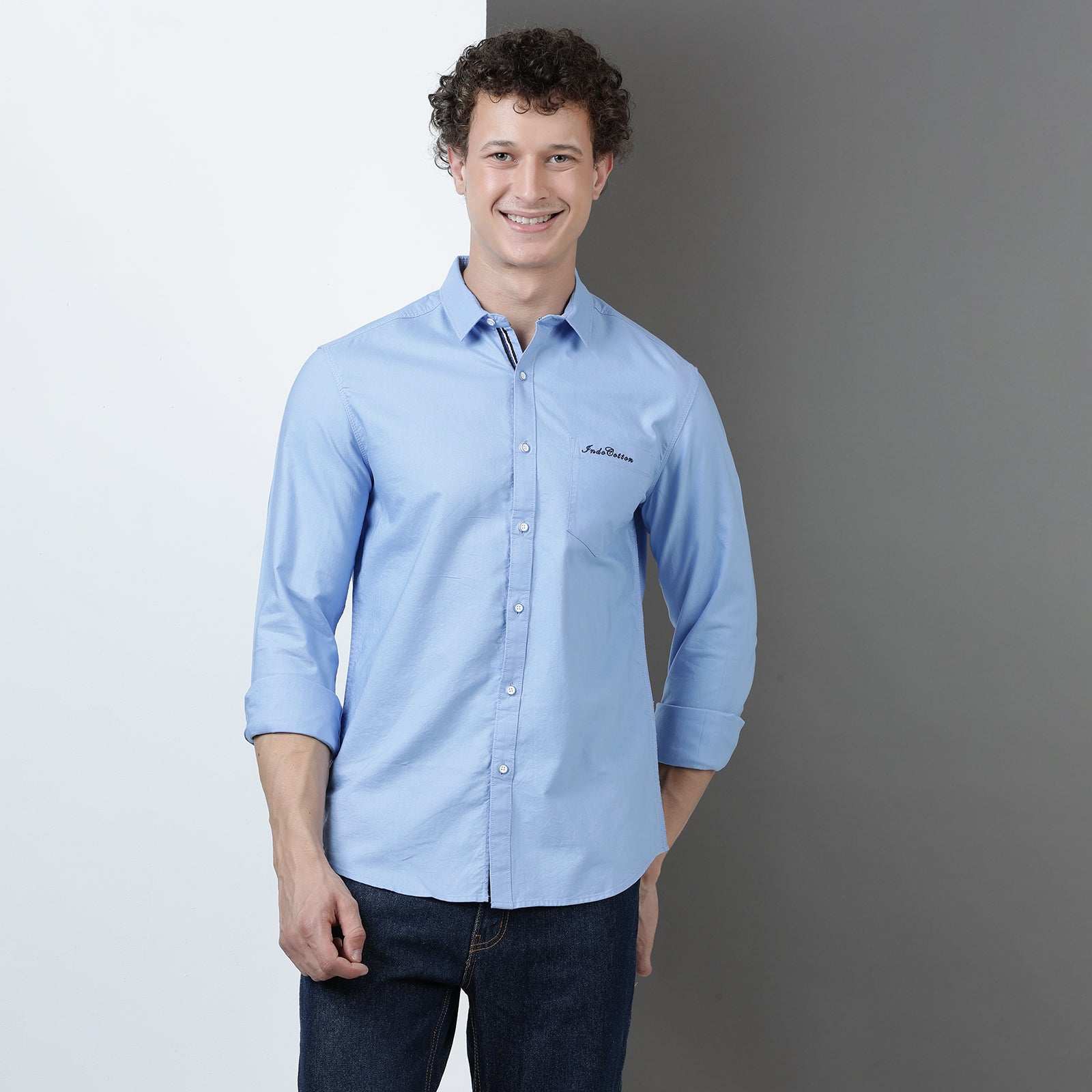 Blue Solid Full Sleeve Shirt