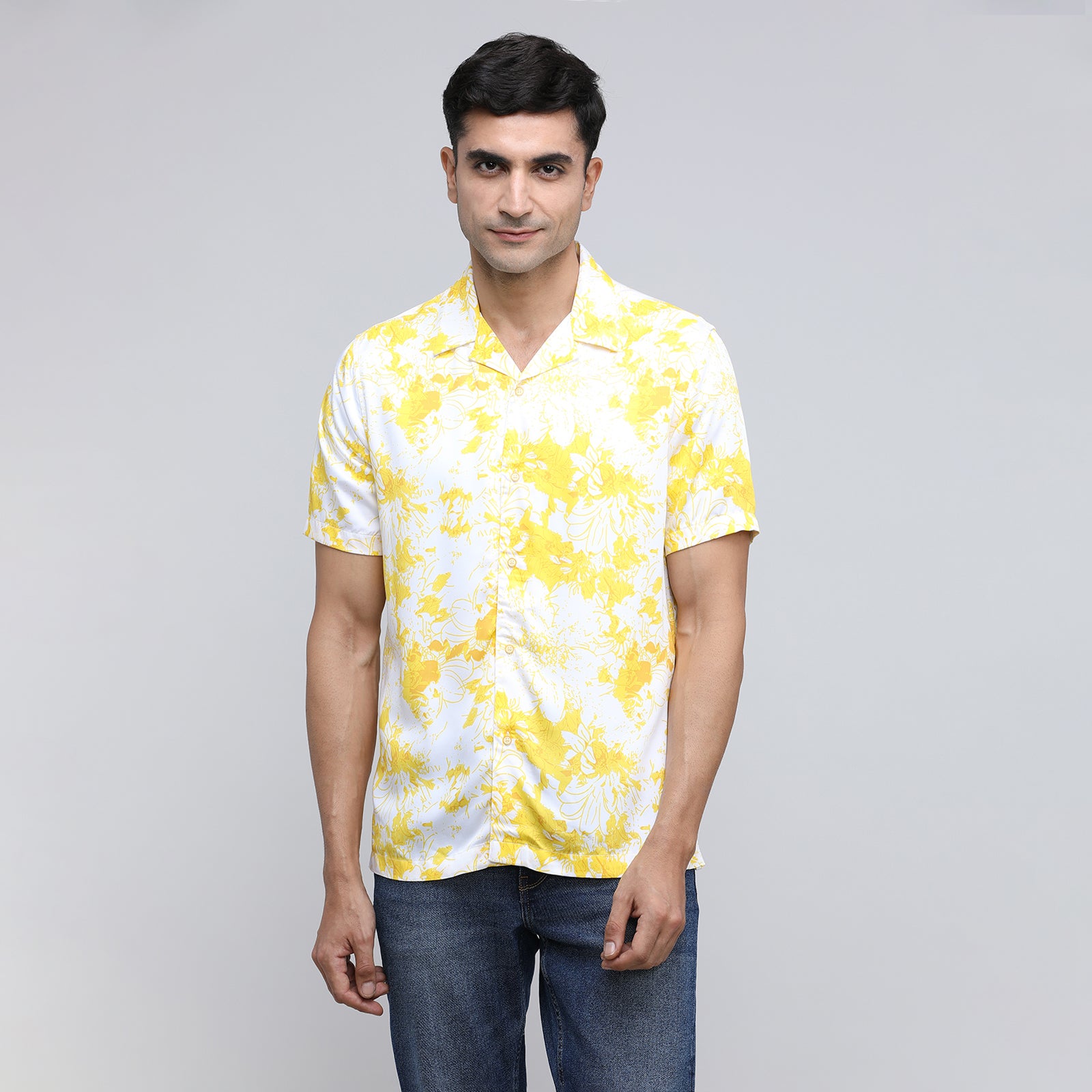 Indo Cotton Men's Printed Half Sleeve Shirt