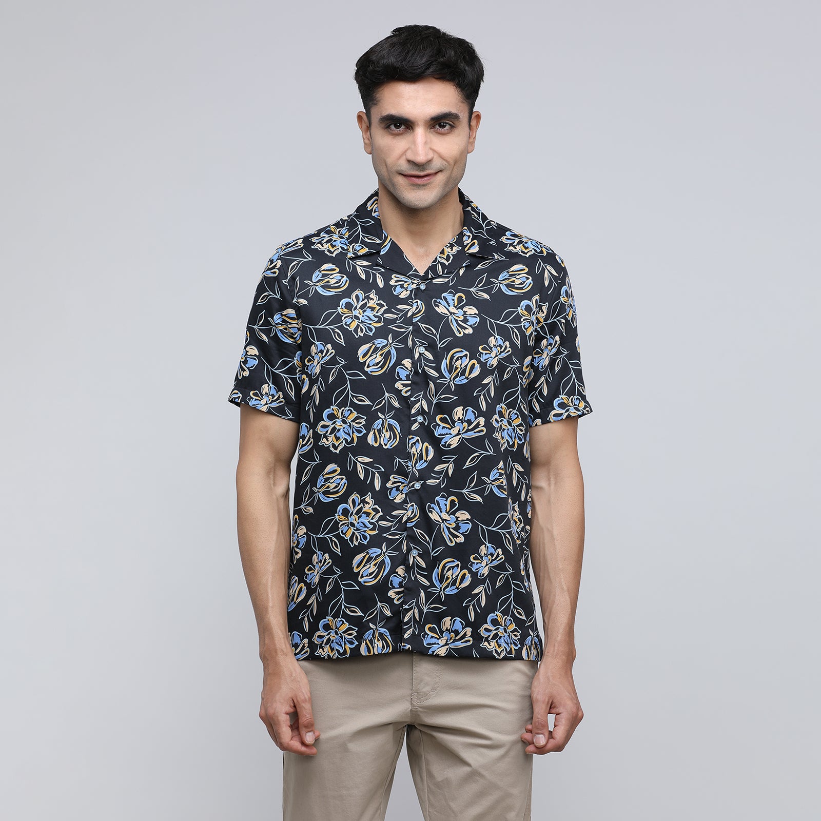 Indo Cotton Men's Half Sleeve Printed Shirt