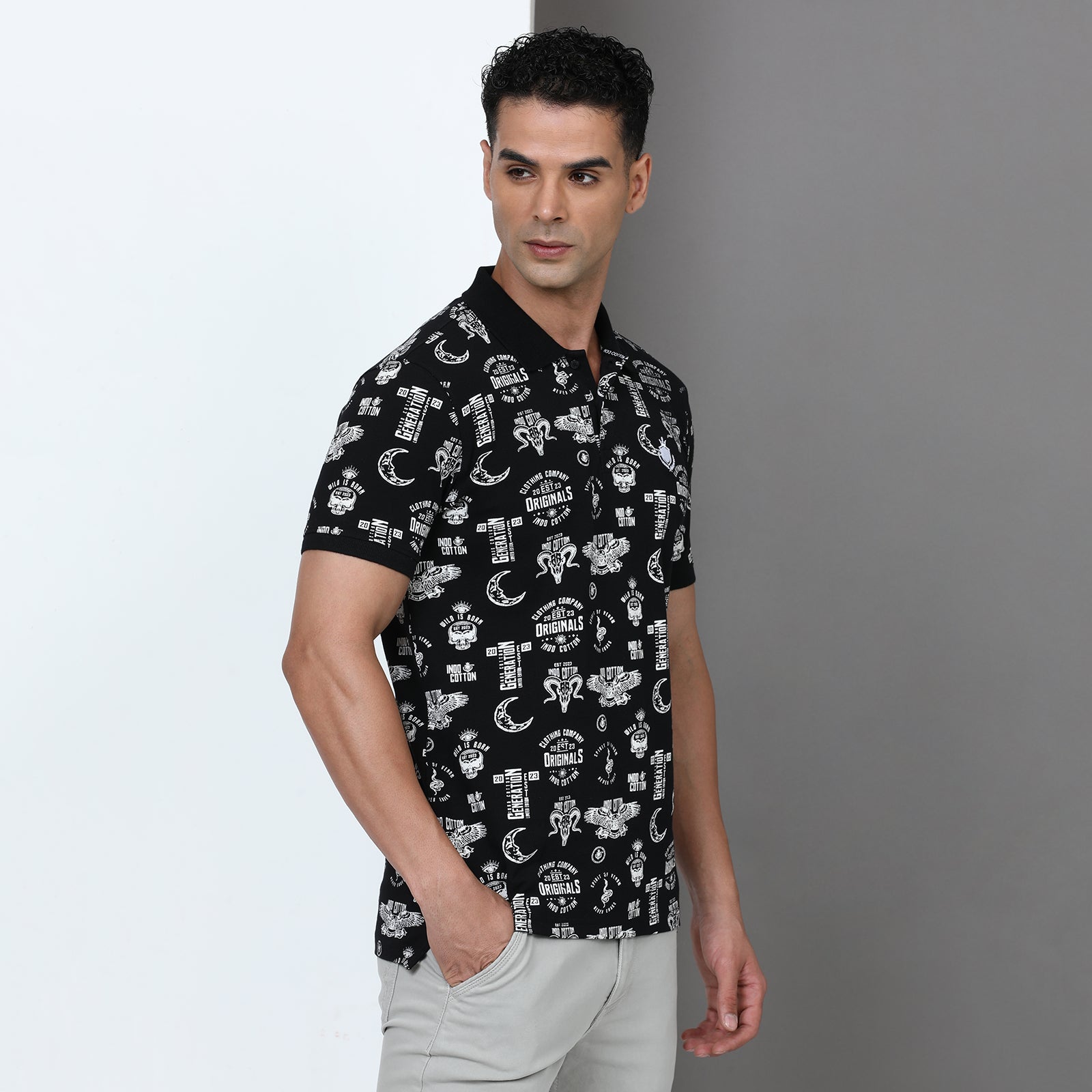 Slim Fit Printed Polo T-Shirt