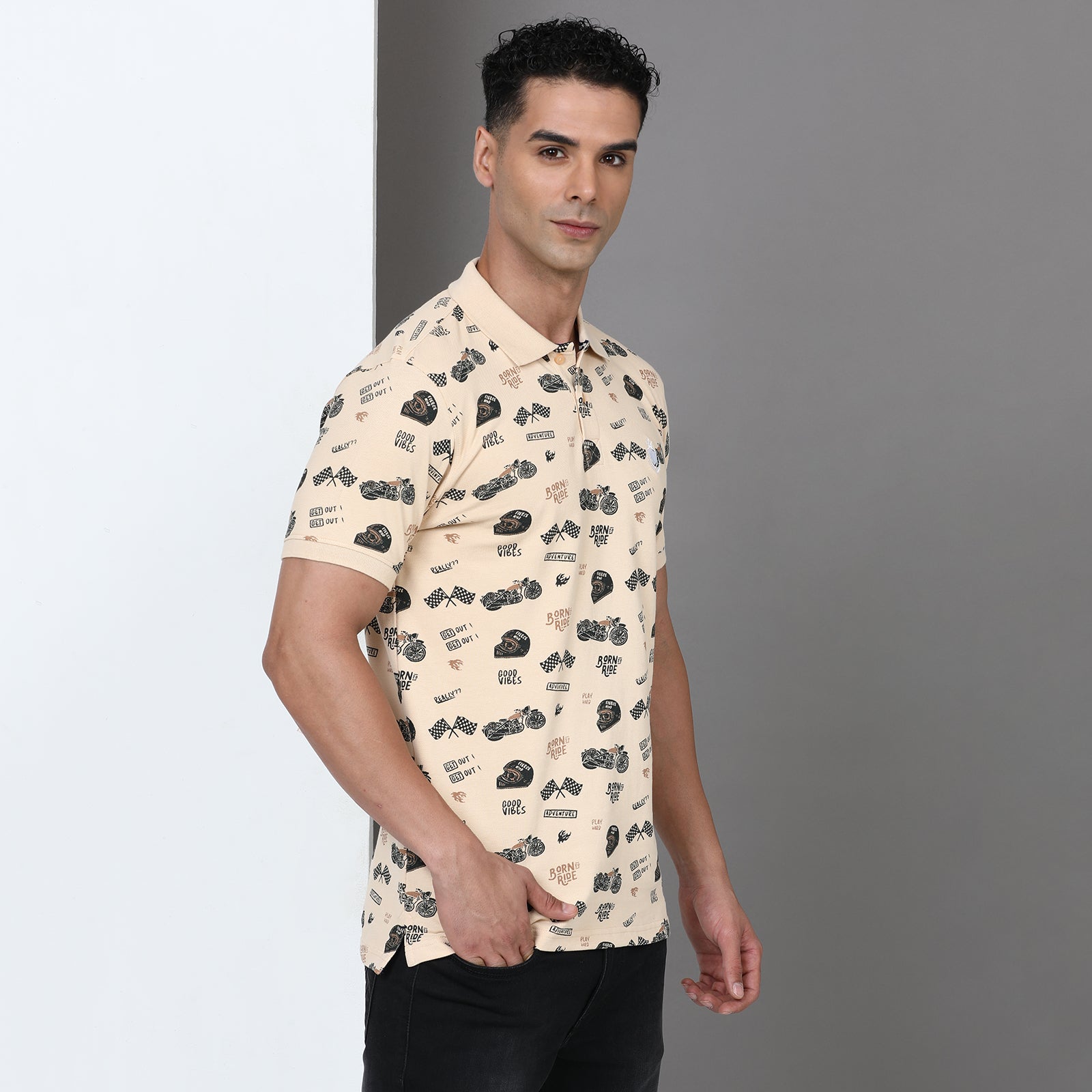 Slim Fit Printed Polo T-Shirt