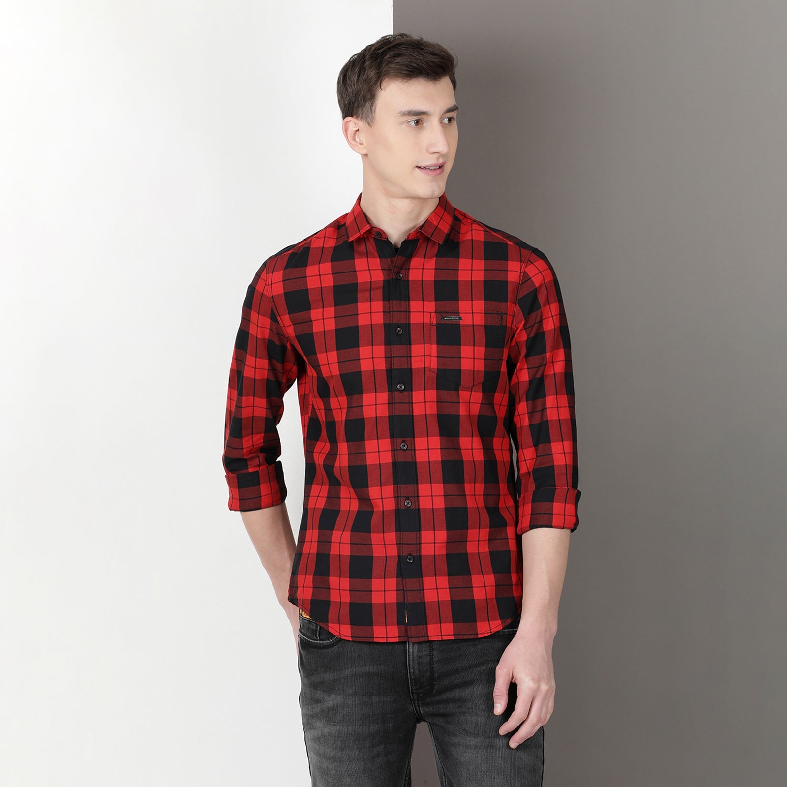 Black & Red Full Sleeve Checks Shirt