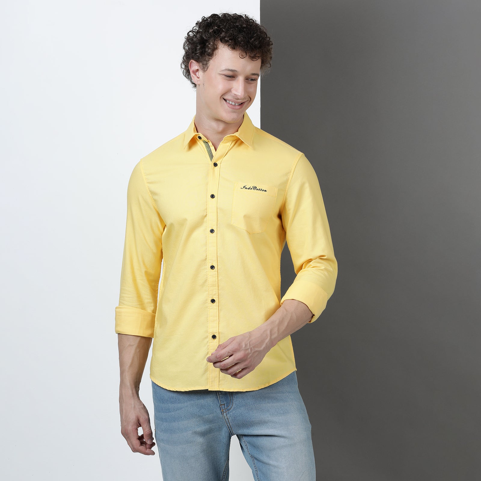 Yellow Solid Full Sleeve Shirt