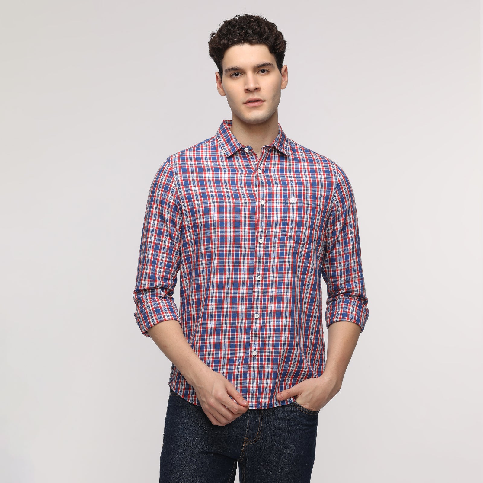 Men's Checkered Slim Fit Shirt With patch Pocket