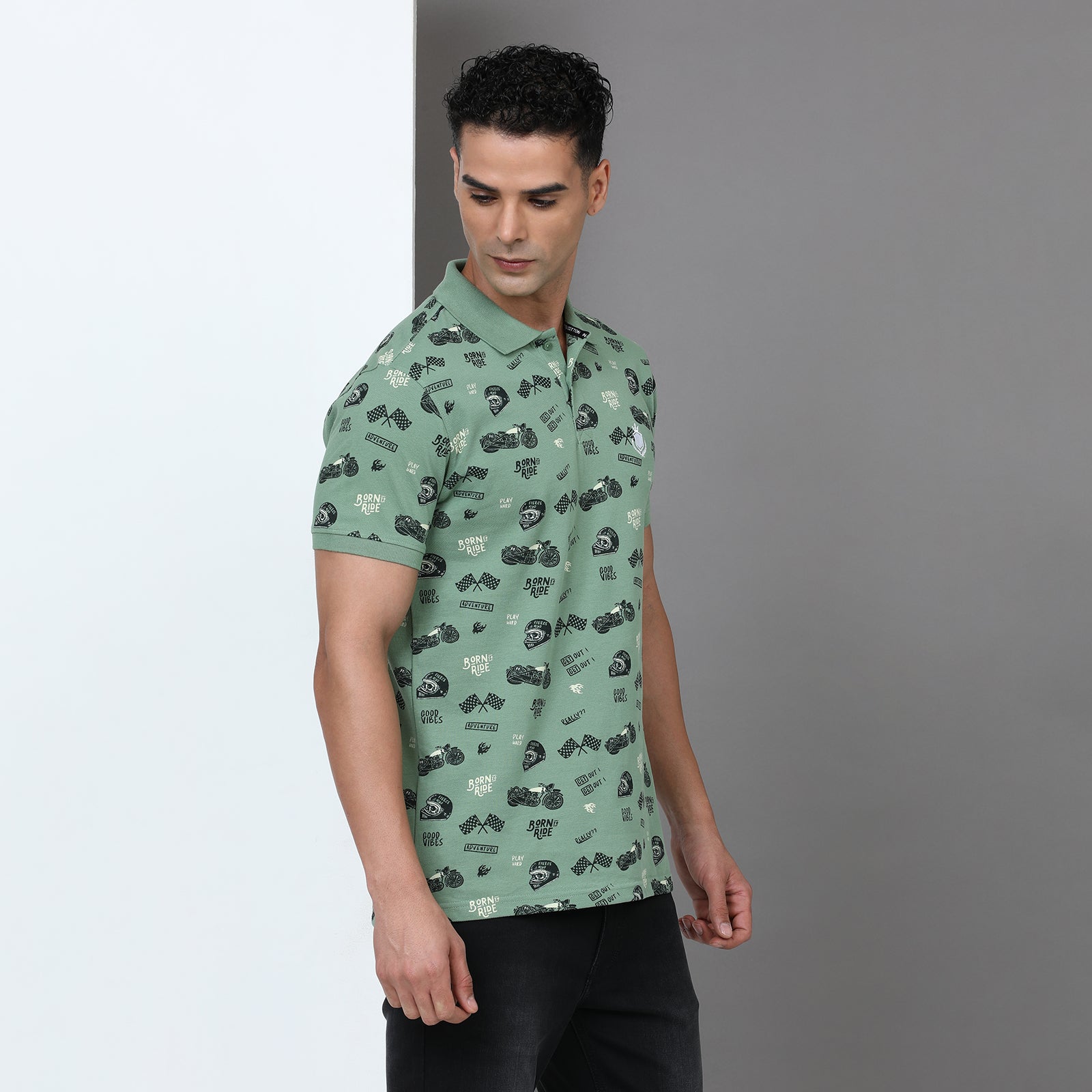 Slim Fit Printed Polo T-Shirt