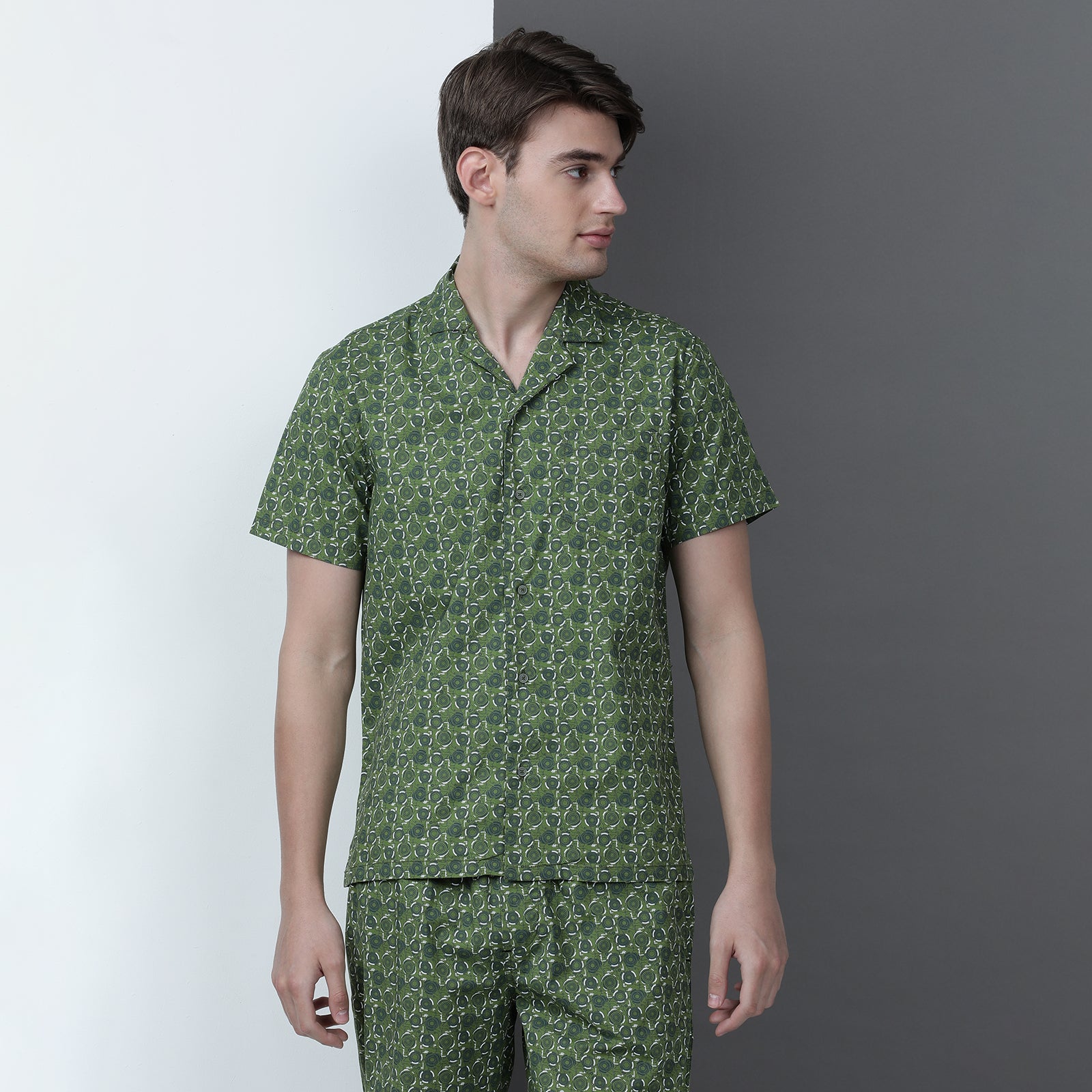 Green Printed Lounge Wear Set