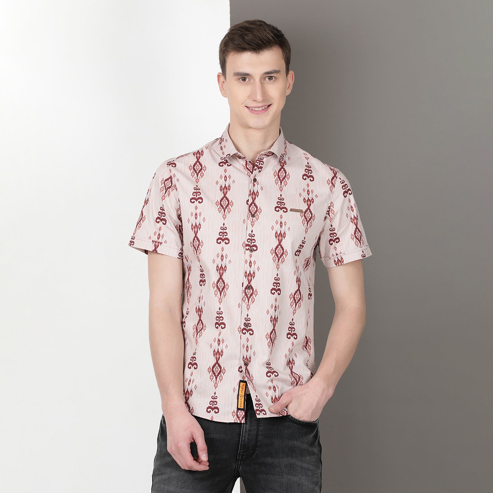 Cameo Rose Printed Half Sleeve Shirt