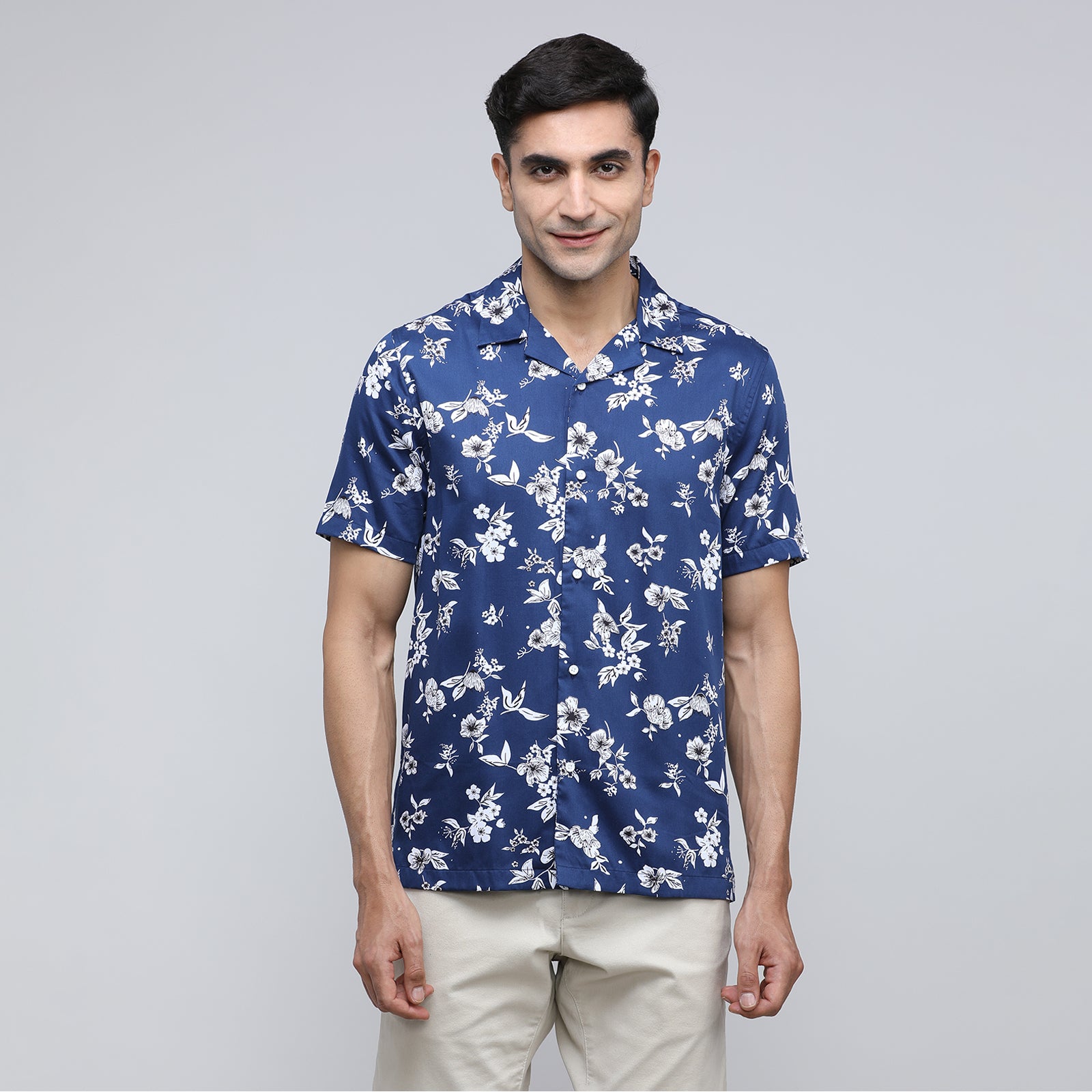 Indo Cotton Men's Printed Half Sleeve Shirt