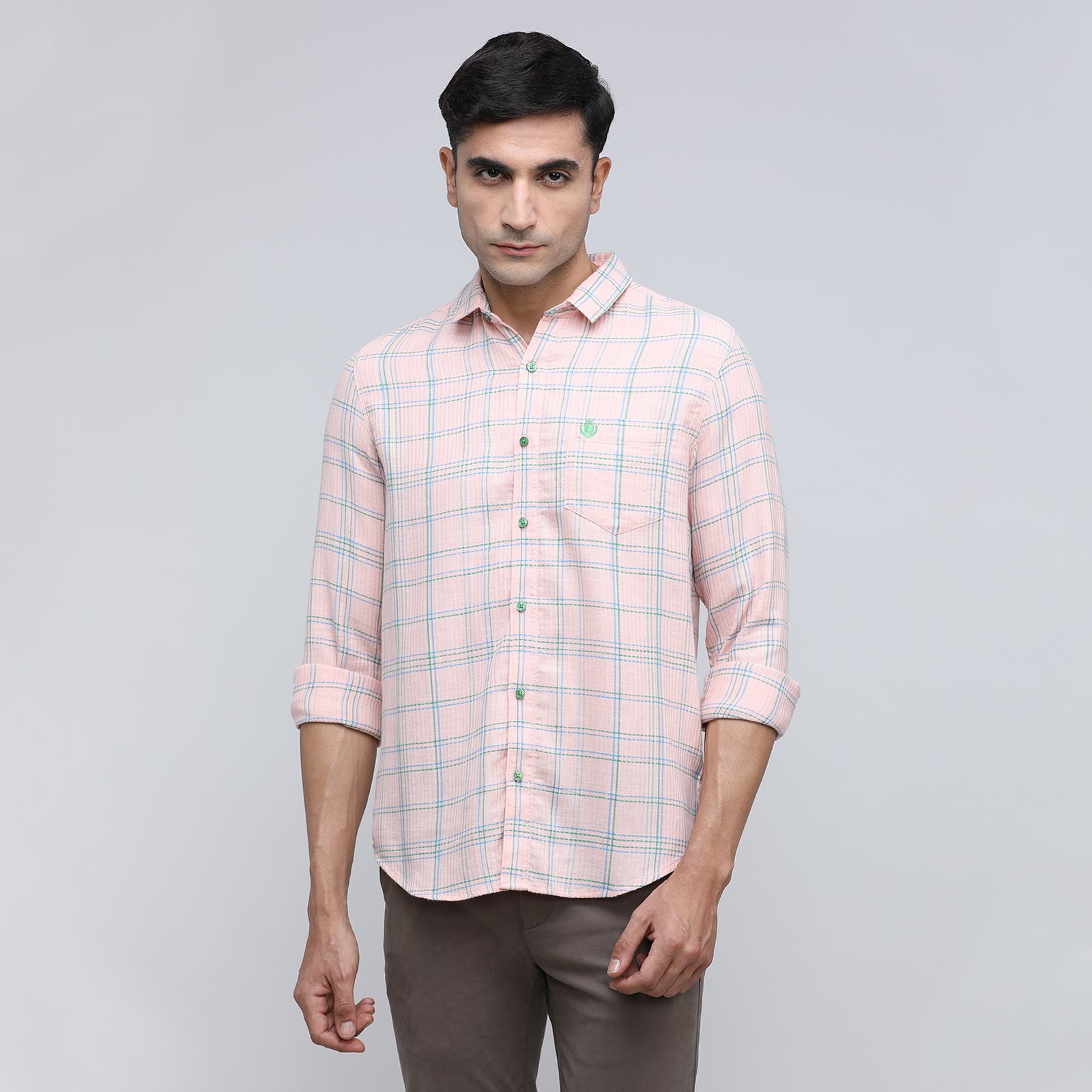 Indo Cotton Men's Checkered Full Sleeve Shirt