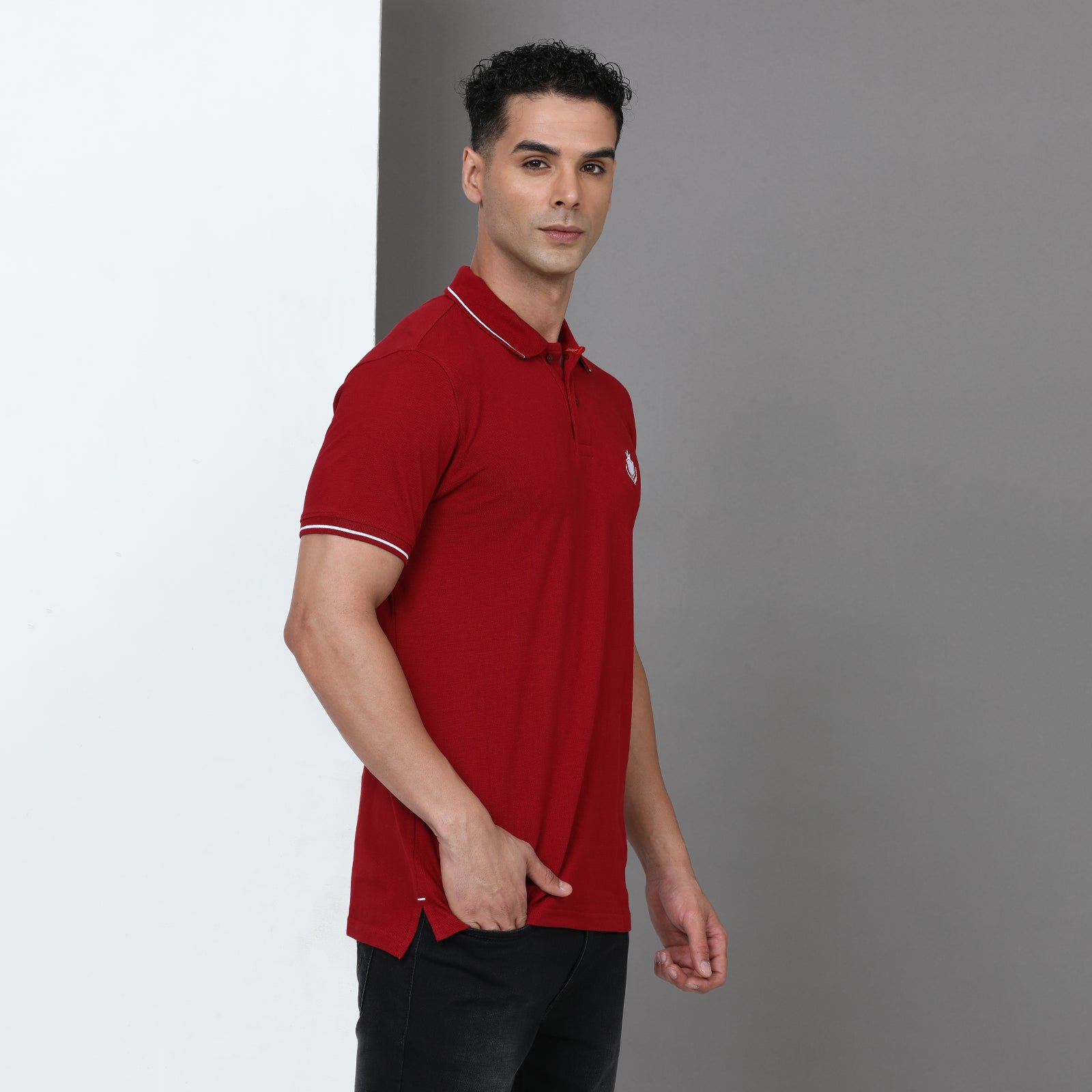 Solid Men Slim Fit Polo T-Shirt