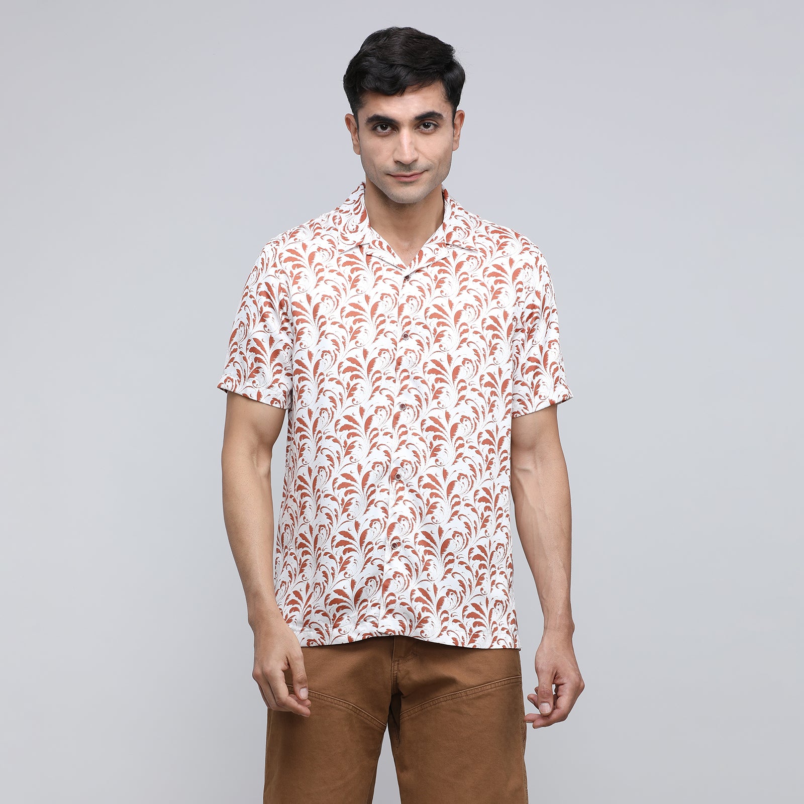 Indo Cotton Men's Printed Half Sleeve Shirt