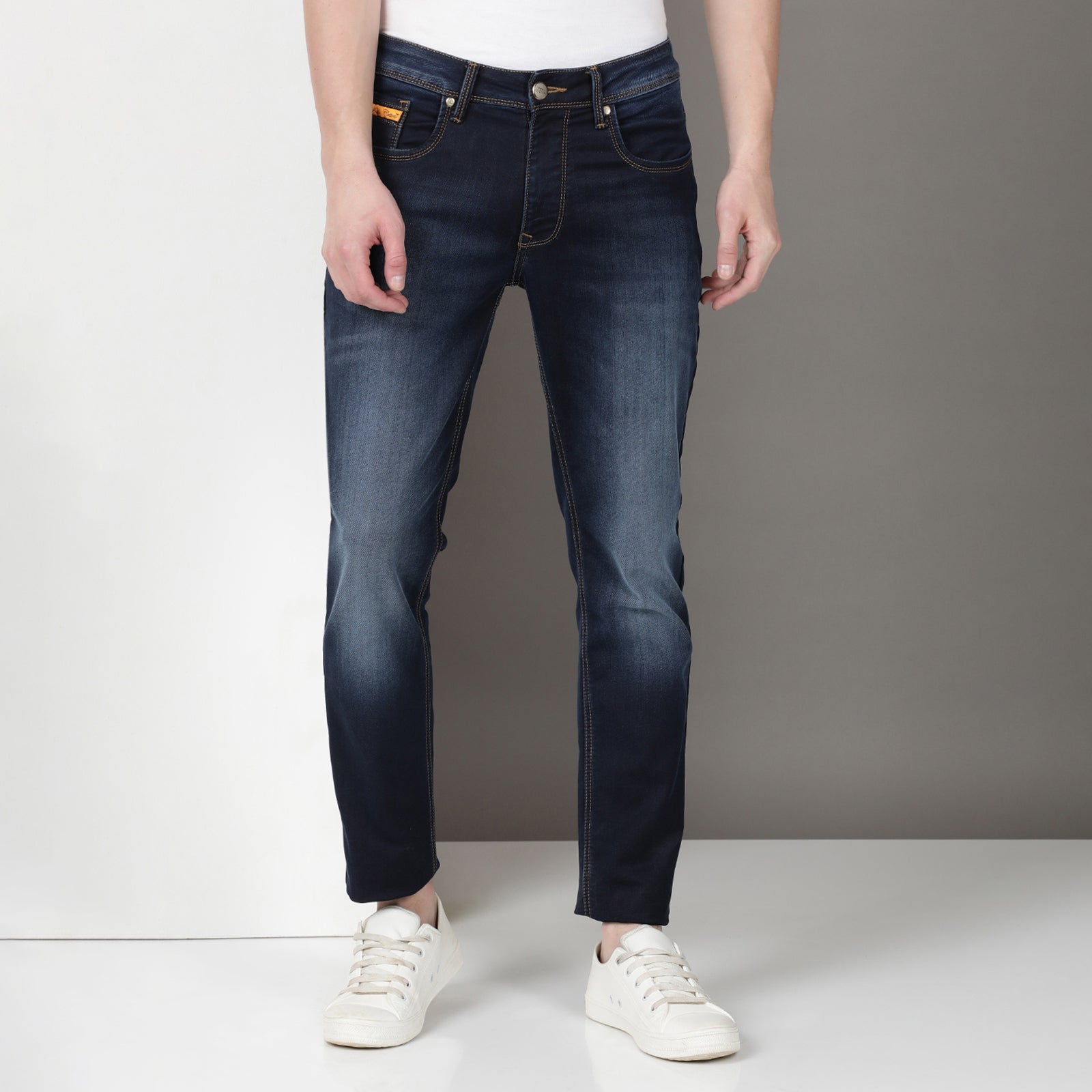 Light Wash Navy Midrise Slim Fit Jeans