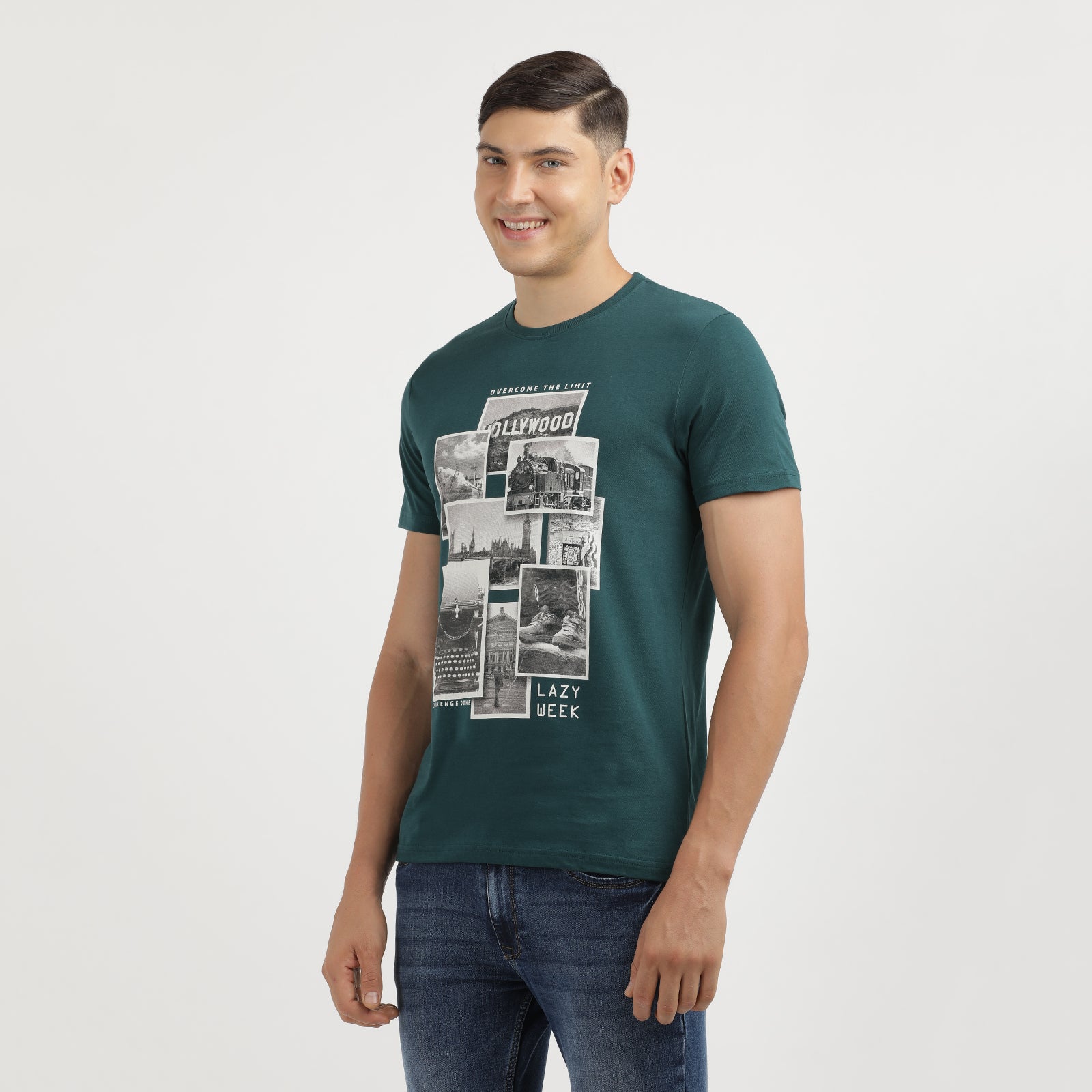 Men's Dark Sea Over The Limit Crew Neck Graphic Printed T-Shirt