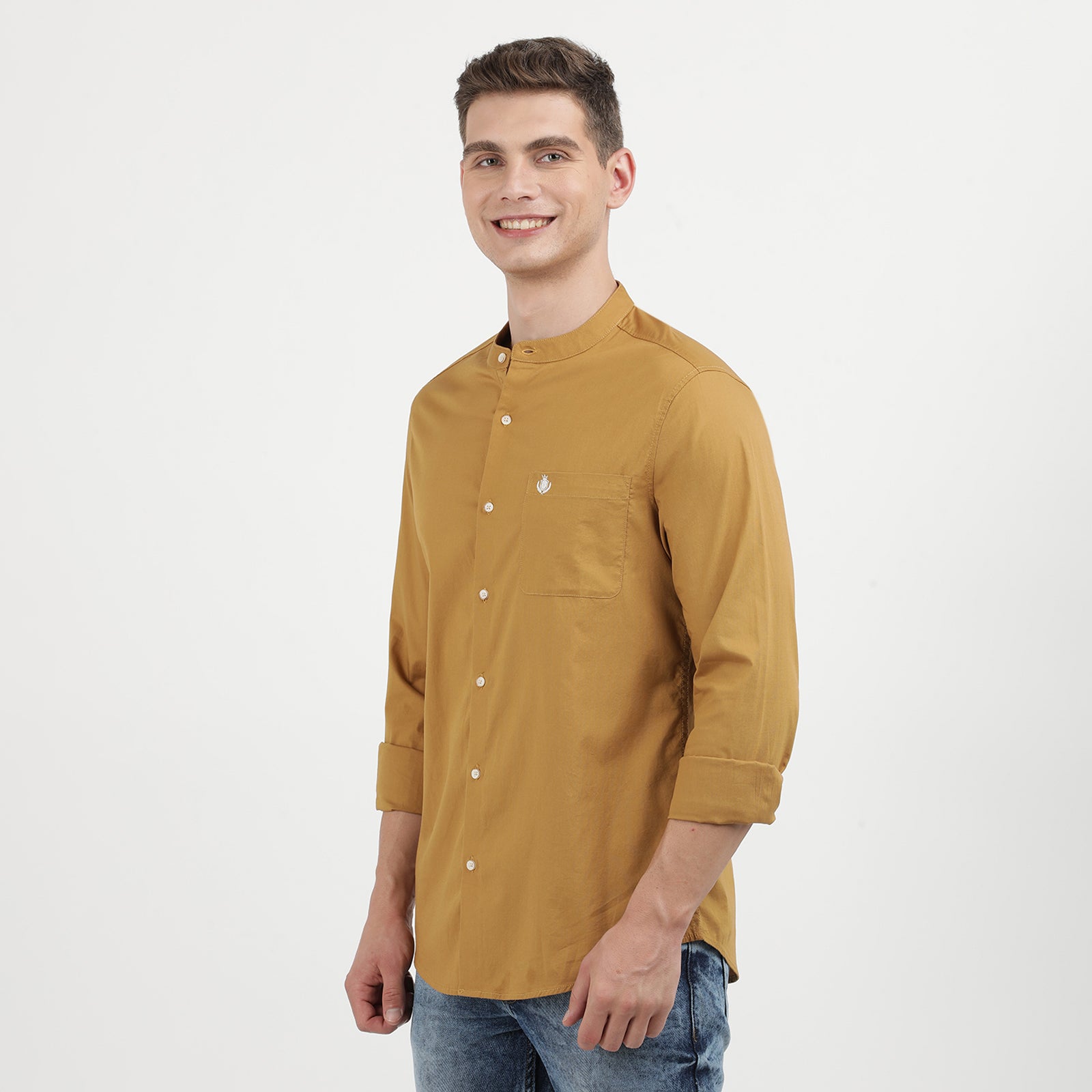 Khaki plain Full Sleeve Shirt-1