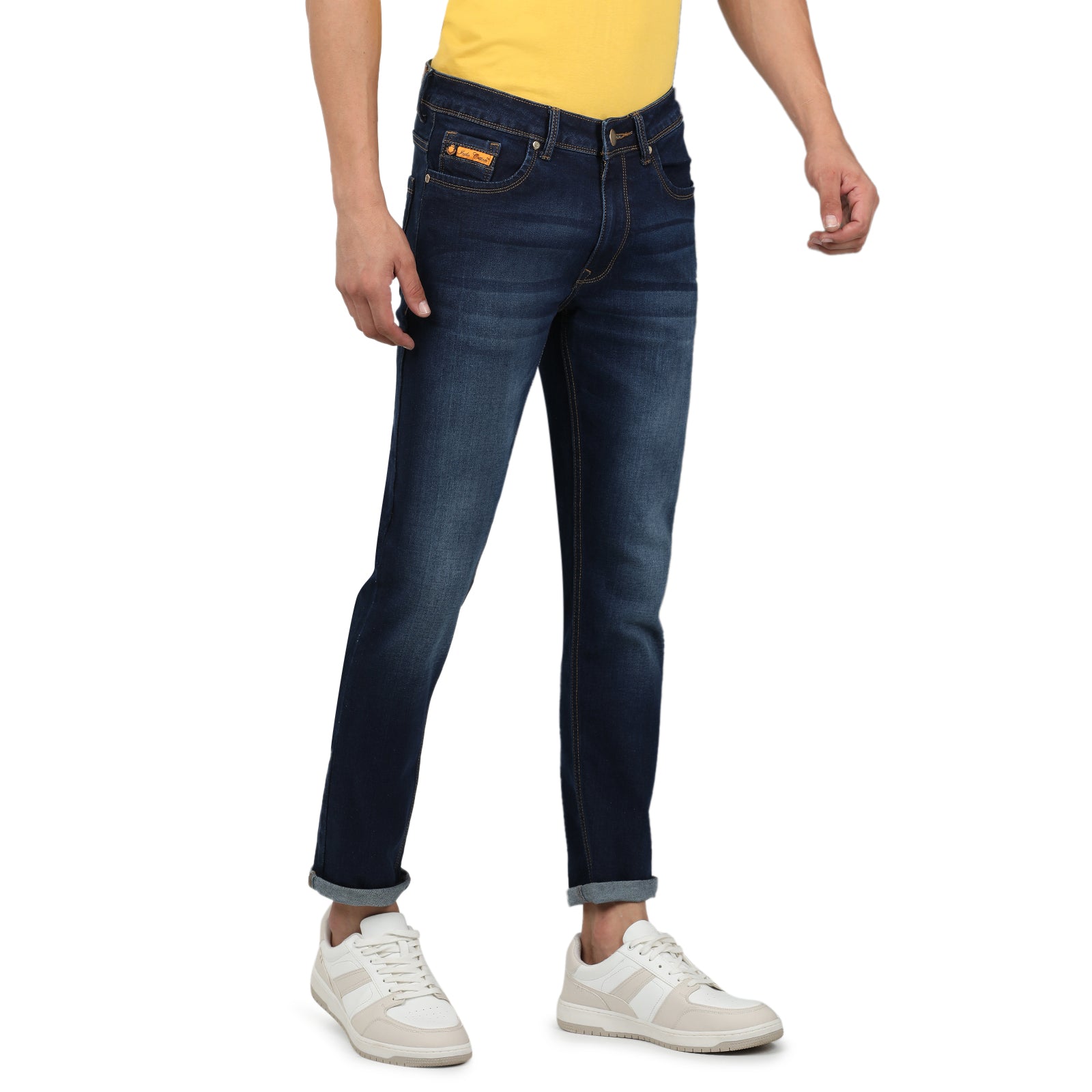 Navy Blue Light Wash Slim Fit Jeans