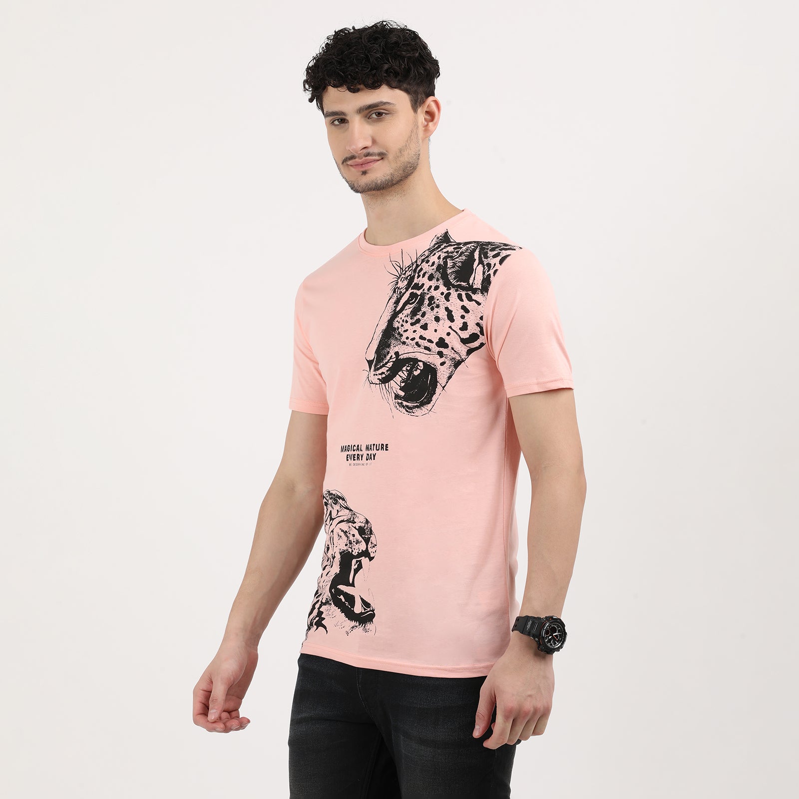 Impatiens Pink Roaring Style Leopard Print T-Shirt