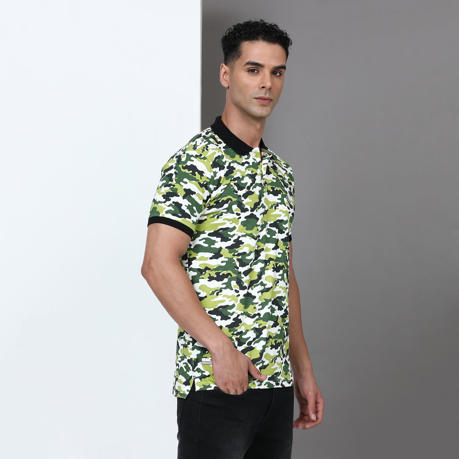 Slim Fit Printed Polo T-Shirt