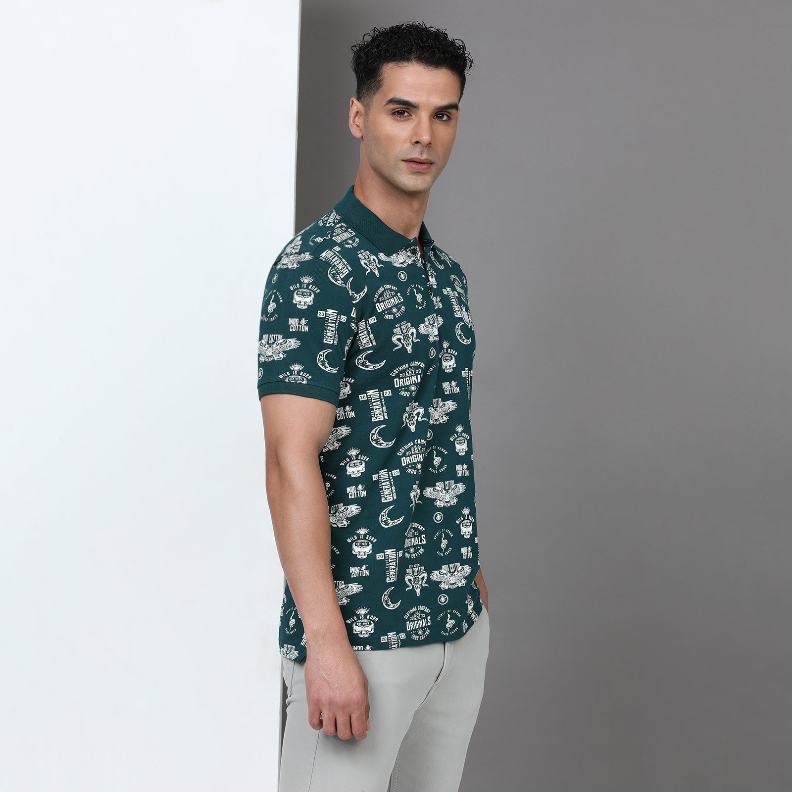 Slim Fit Printed Polo T-Shirt