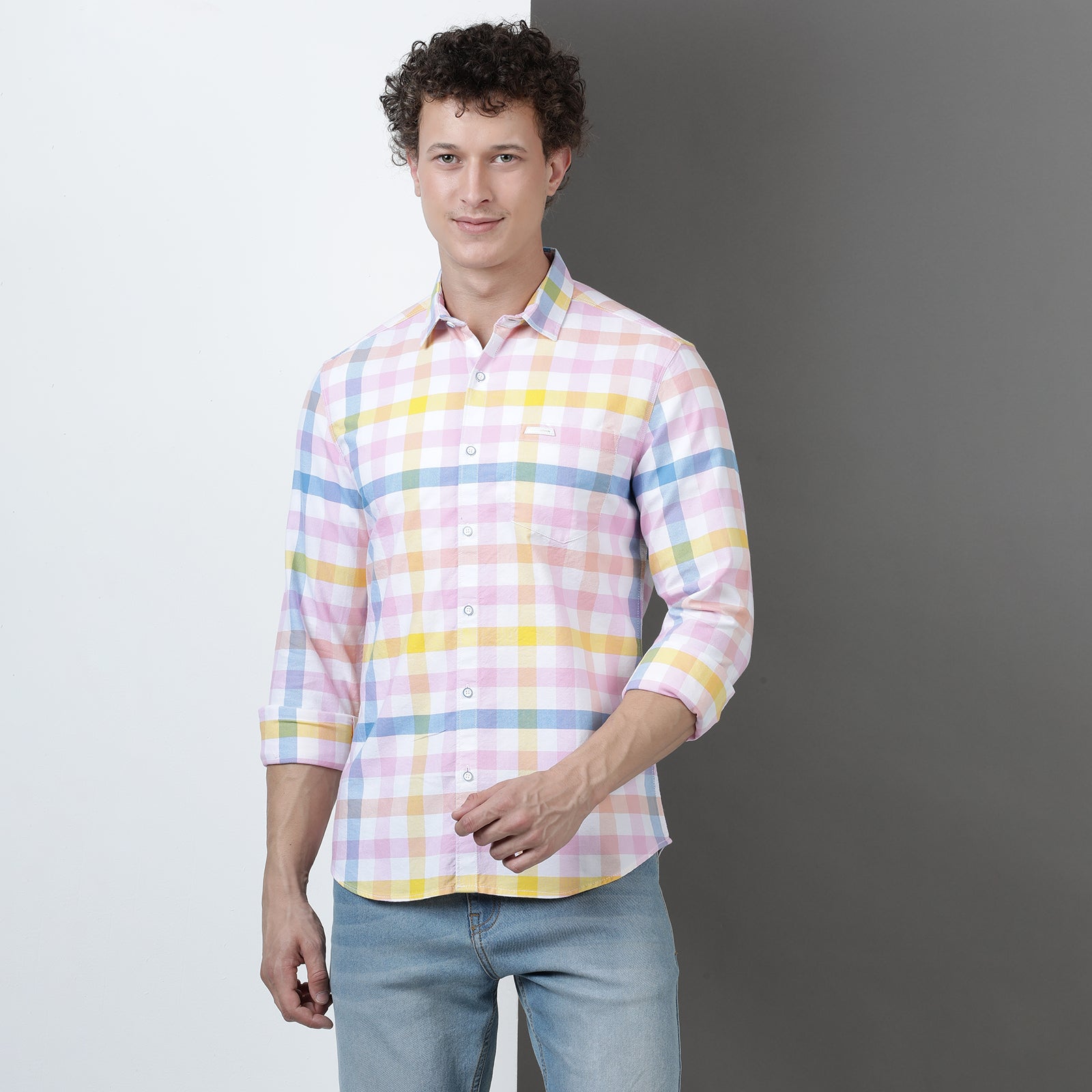 White Yarn Dyed Checks Full Sleeve Shirt