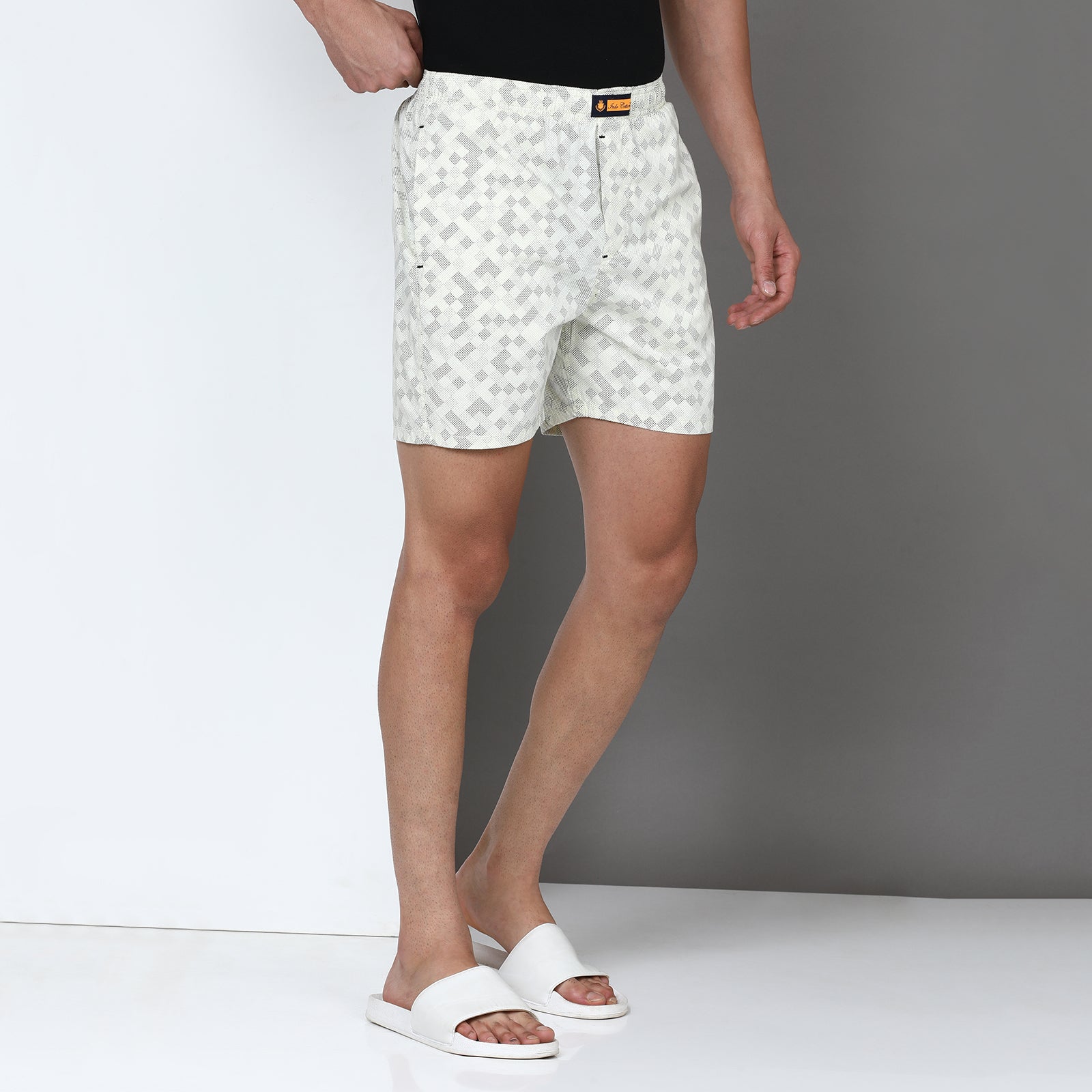 Cream Printed Short Thigh Short