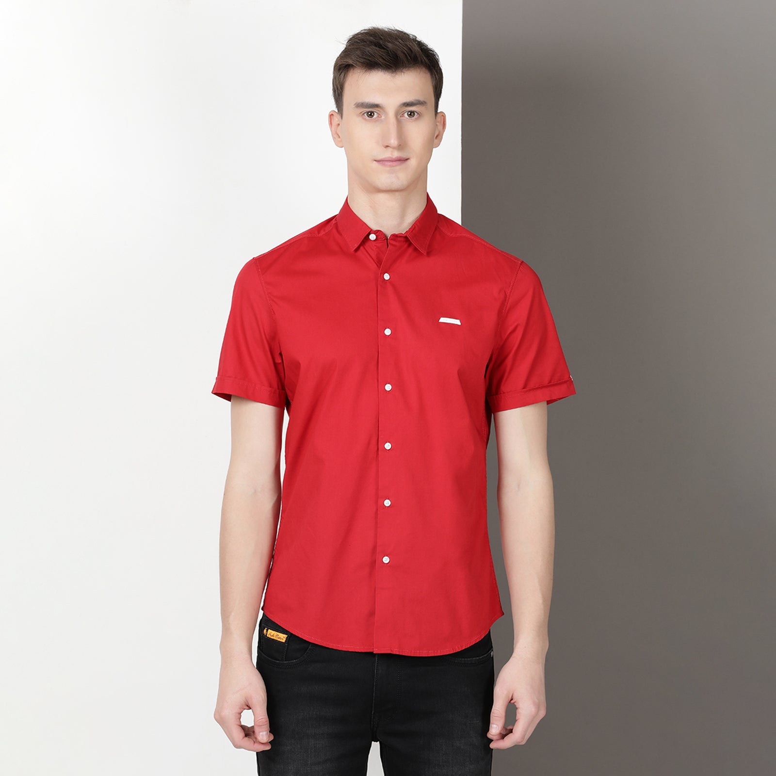 Red Solid Half Sleeve Shirt