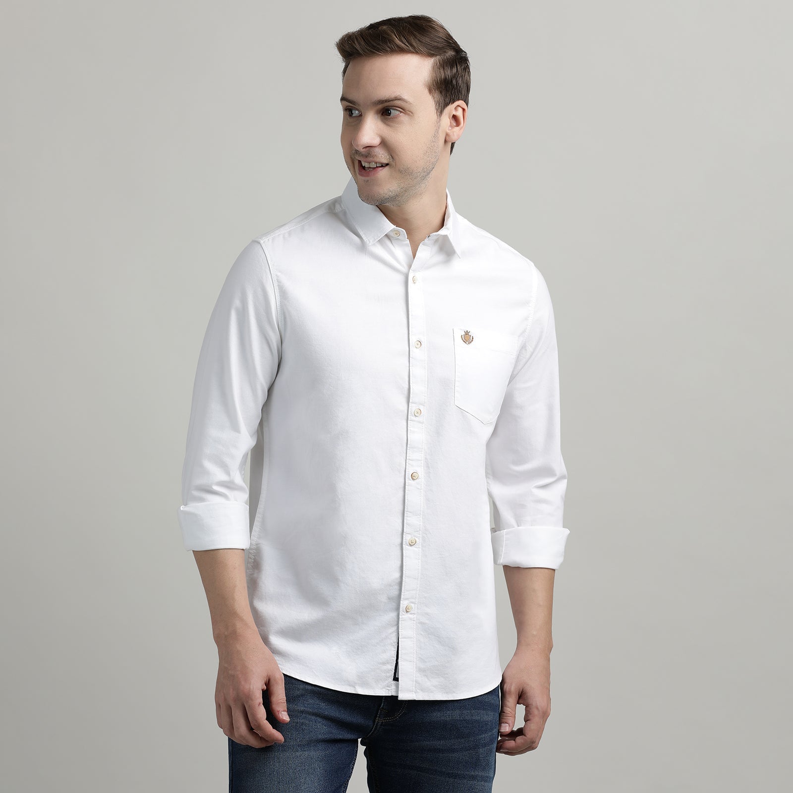 White Solid Full Sleeve Shirt