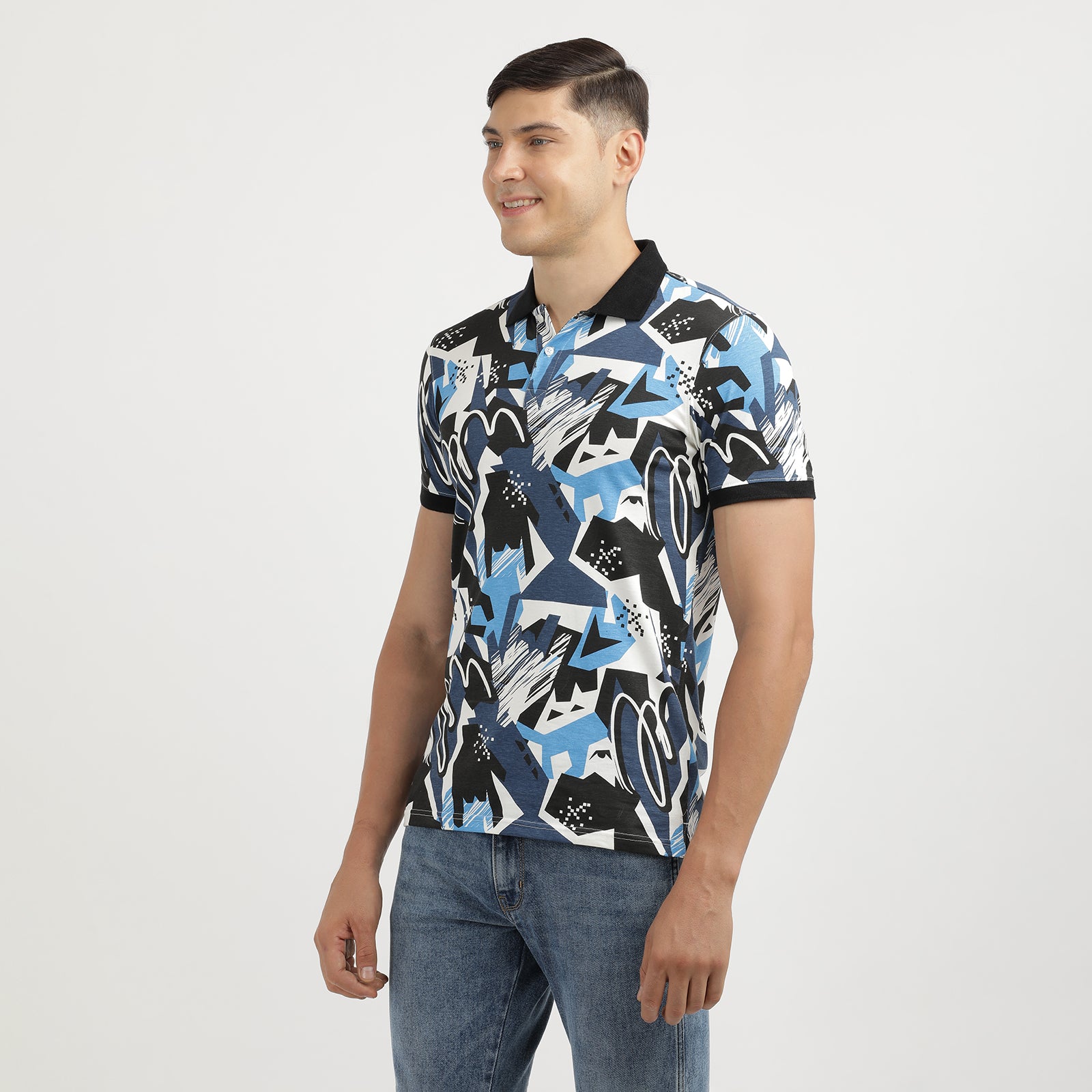 Men's Multi Colored All Over Printed Polo T-Shirt