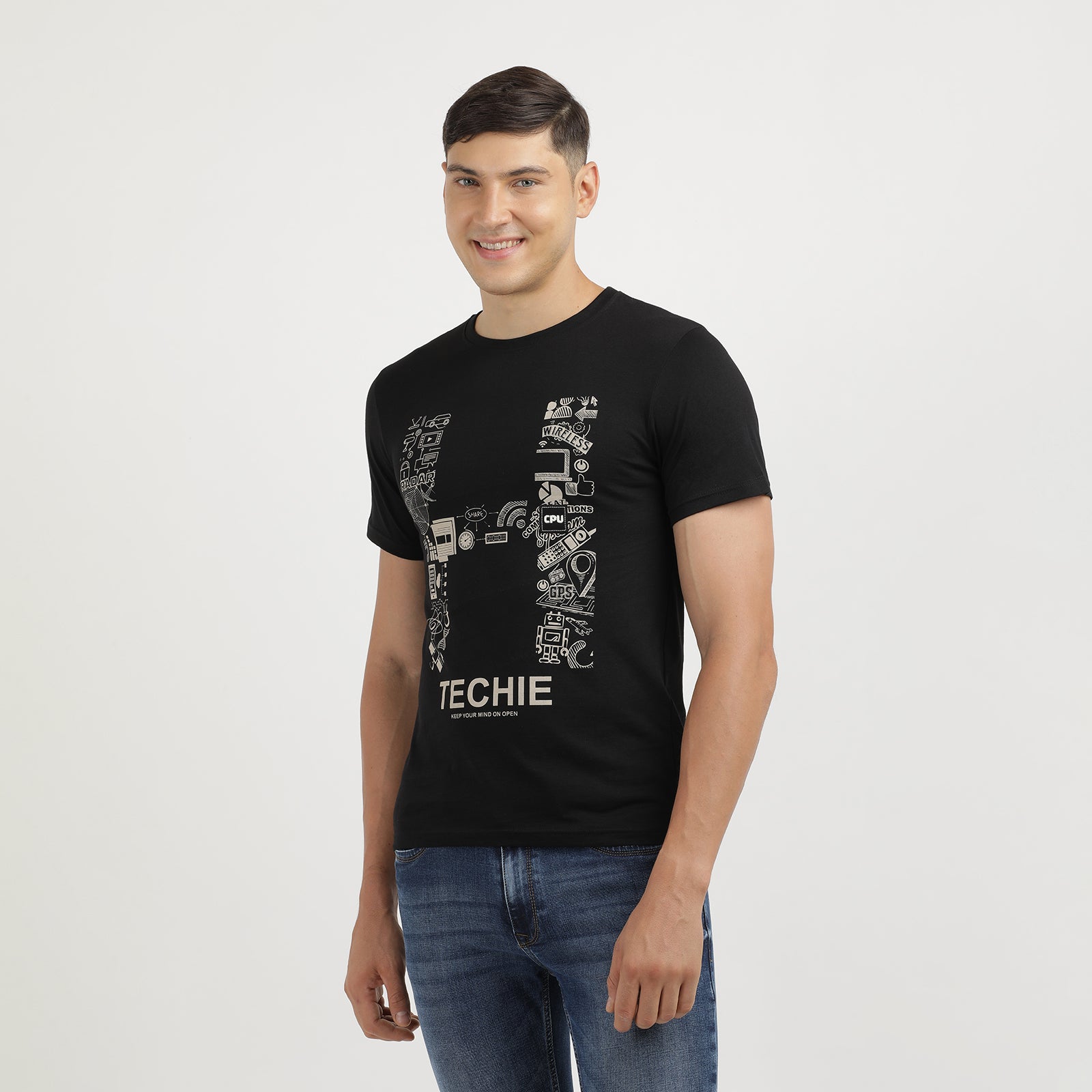 Techie Graphic Print Men's Crew Neck T-shirt